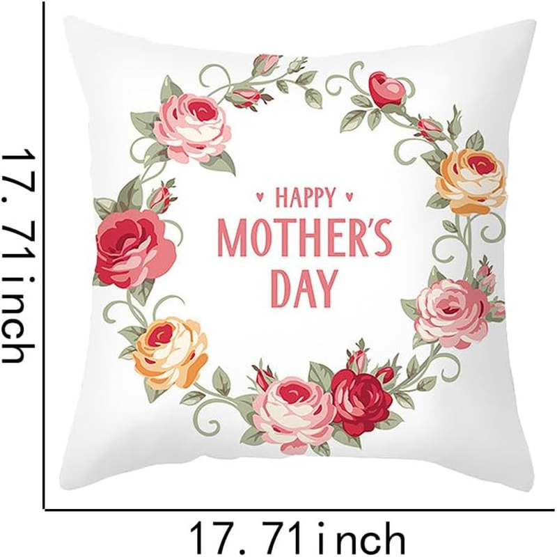 Grandma Mom Gifts for Mothers Day Pillow Cover 18X18 Decorative Flower Cushion Cover Creative Happy Mom&rsquo;S Day Pillowcase Gifts for Mommy Aunt Grandmother Granny Nanny from Kids Grandkids image number 2