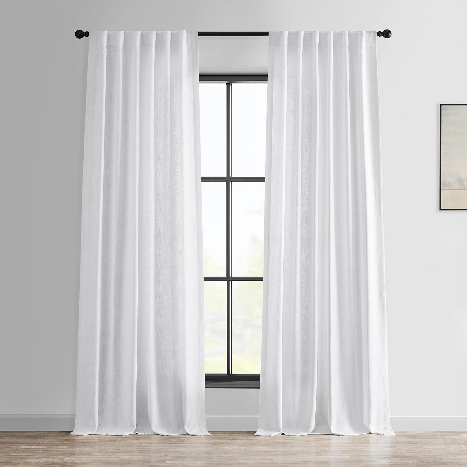 HPD Half Price Drapes Premium Heavy Faux Linen Curtains for Living Room (1 Panel), 50W X 96L Light Filtering Curtains 96 Inches Long Window Curtains for Bedroom, Rice White image number 7