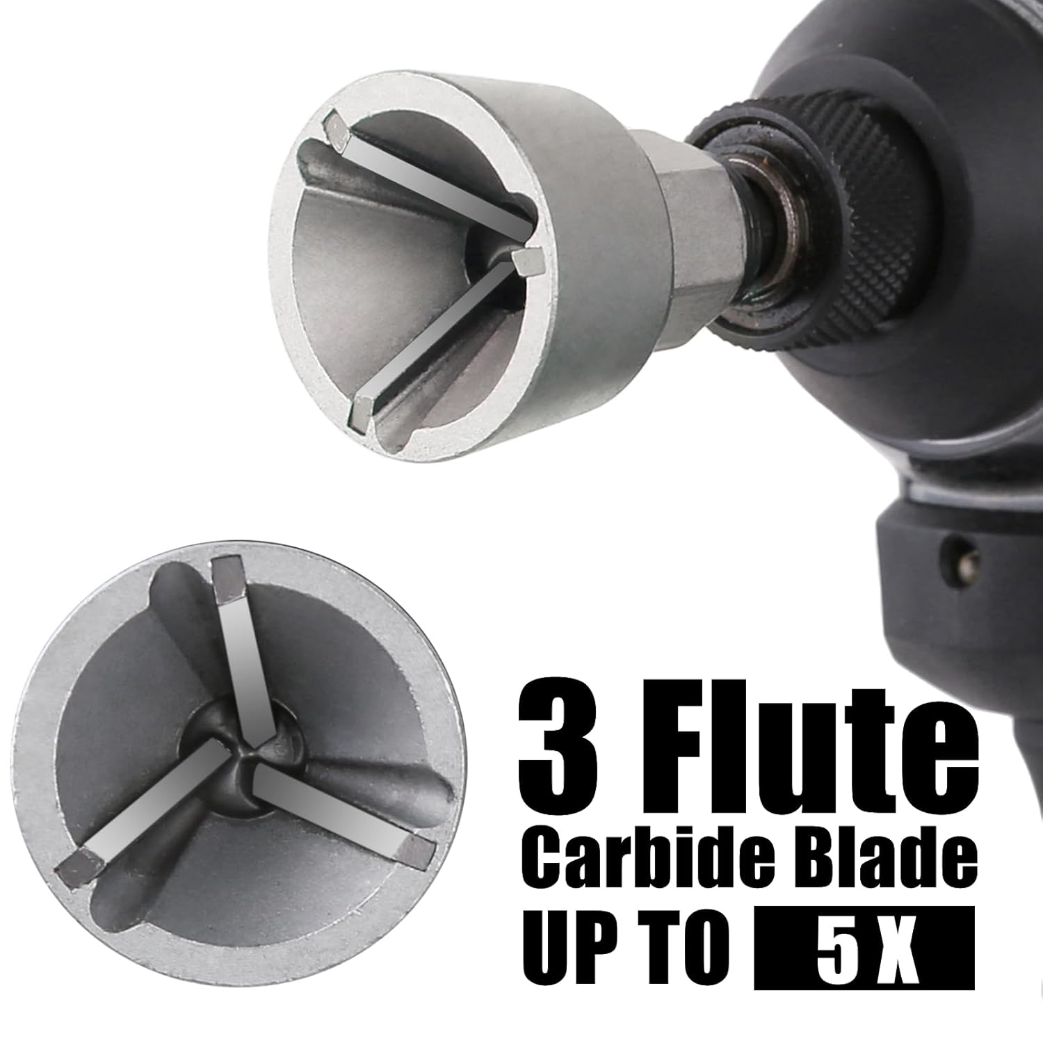 Vearter External Chamfer Drill Bits Deburring Tool with 3 Flute Carbide Blades for Metal Steel, Removal Burr Tools Quick Release Shank Fits 1/8" (3Mm) to 3/4" (19Mm) image number 4