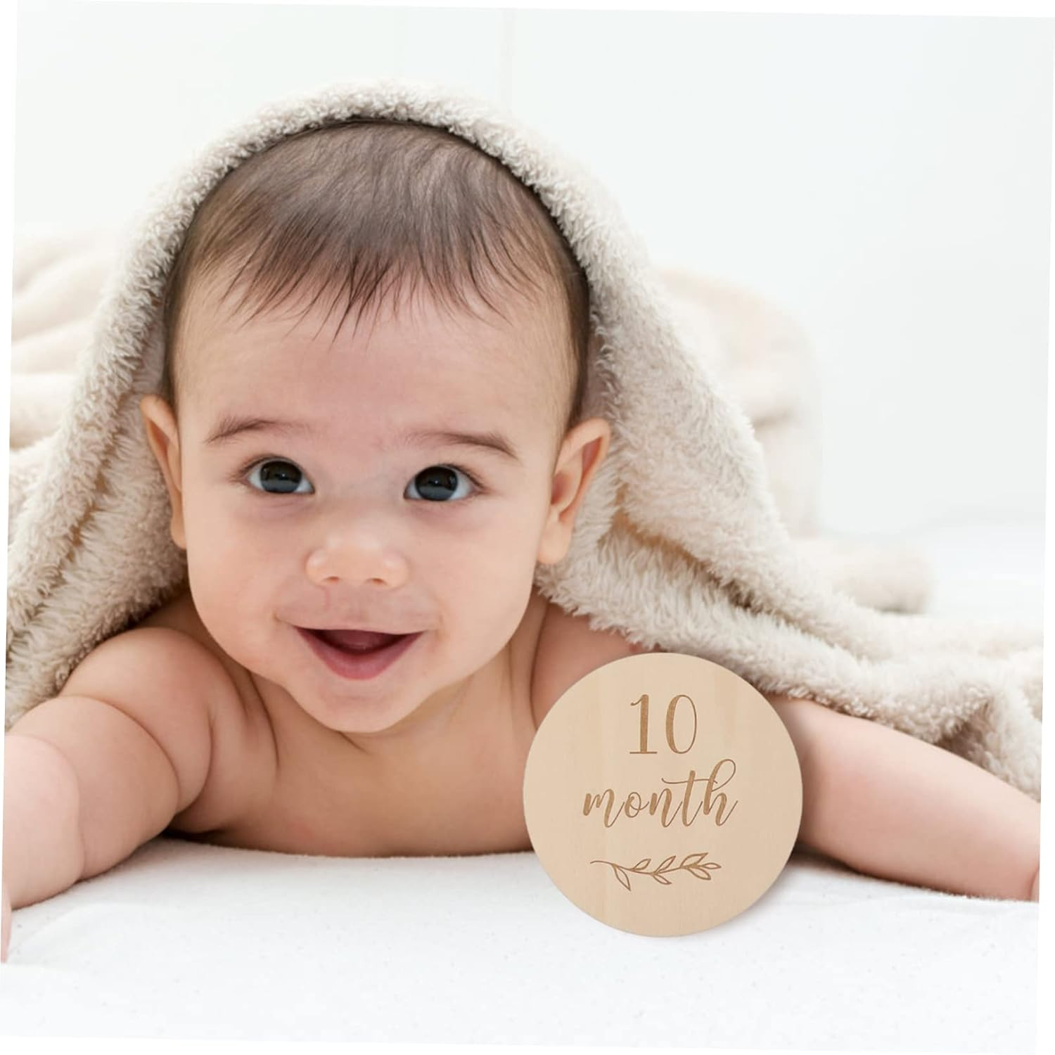 SUPVOX 13Pcs Wooden Birth Commemorative Cards Monthly Milestone Photo Props for Newborn Announcement and Growth Memory Keepsake Set image number 2