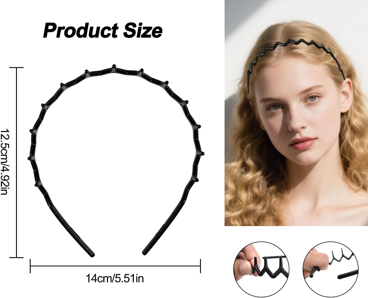 Plastic Sharks Tooth Zig Zag Headbands, 6Pcs Non Slip Shark Tooth Wavy Head Bands, Zigzag Head Bands Shark Tooth Hair Comb, Plastic Wavy Headbands Zig Zag Sharks Tooth Hair Combs image number 6