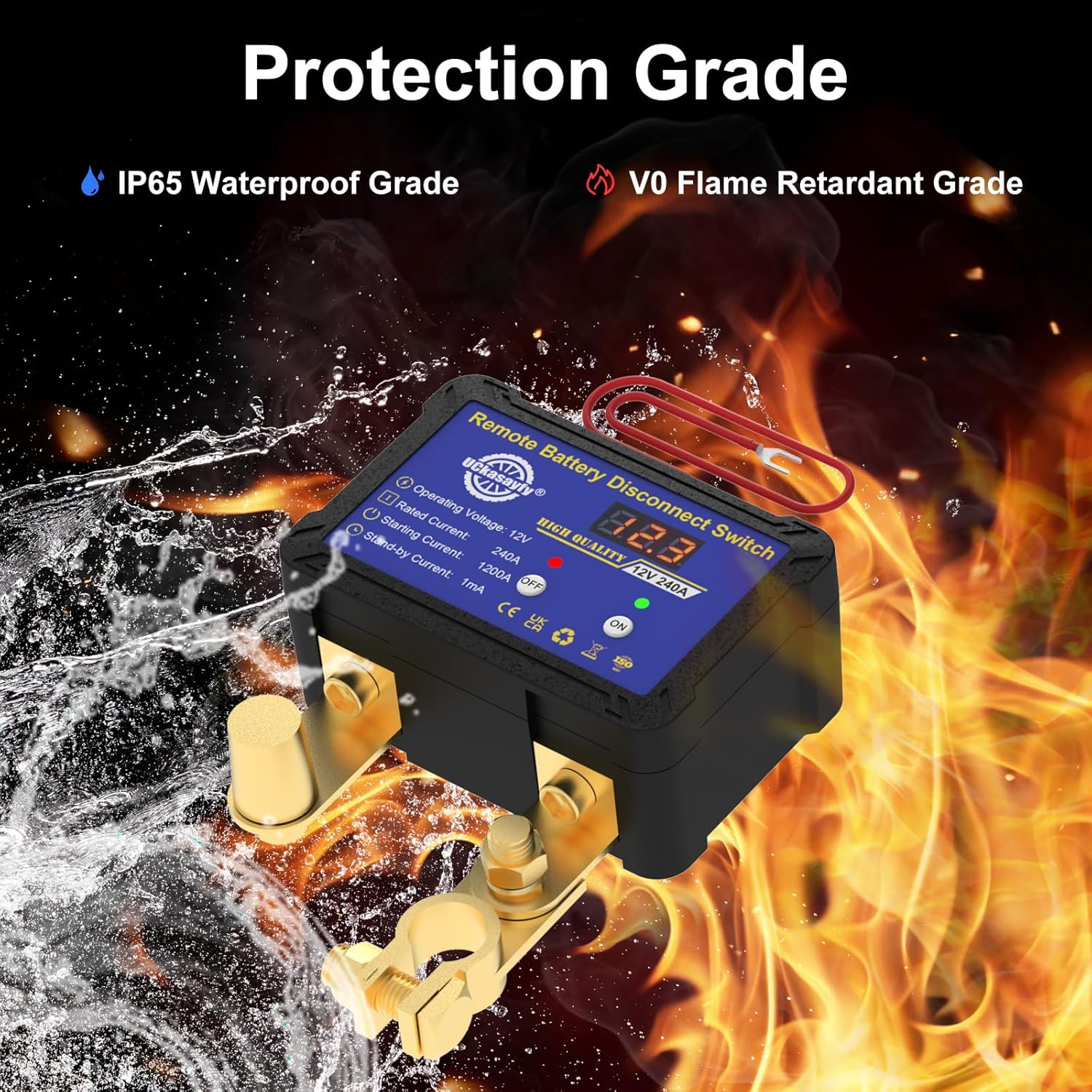 Kill Switch 12V 240A Battery Disconnect Switch with Led Voltage Display Anti-Theft Battery Isolator Switch for Car Rv Truck Boat image number 5