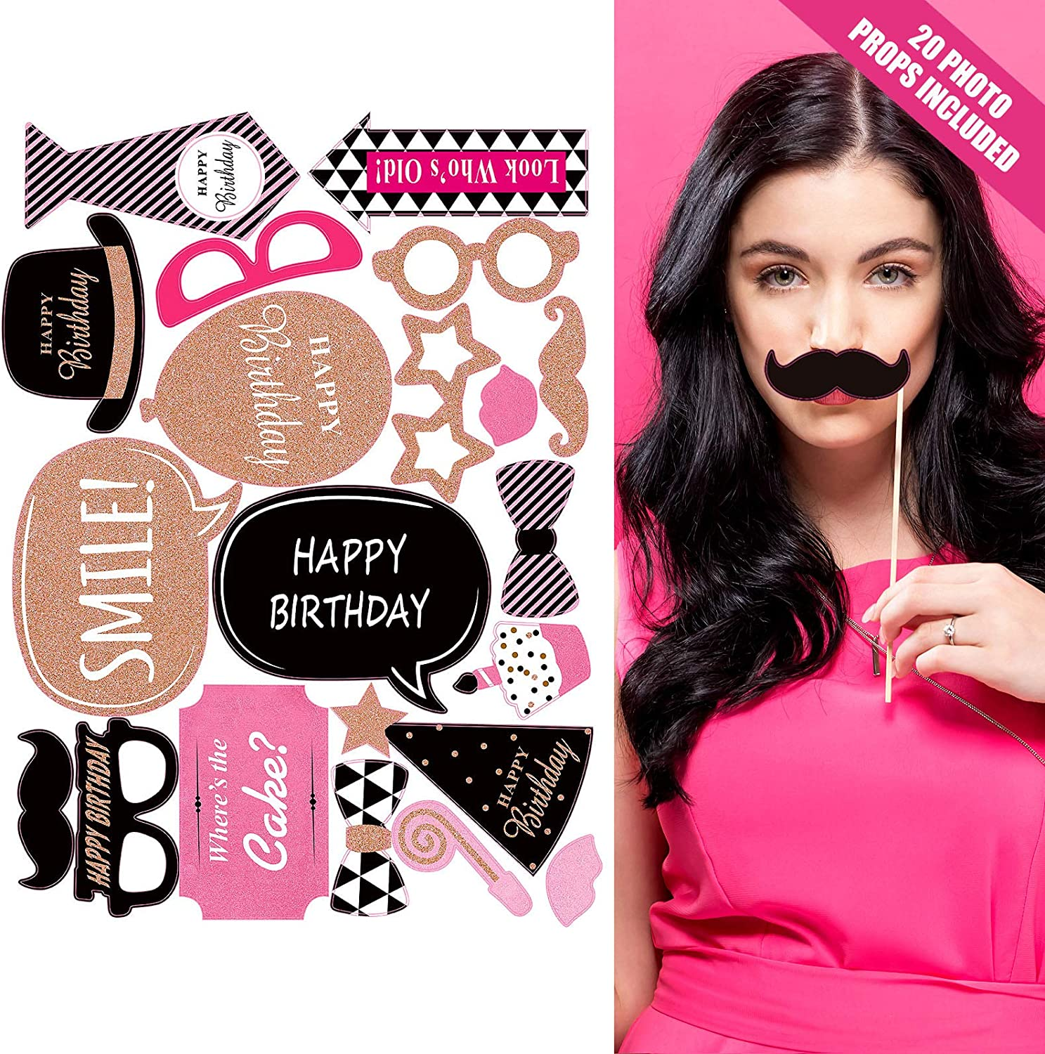 Rose Gold 30Th Birthday Party Decorations for Women, Supplies Including Happy Balloons, Fringe Curtain, Tablecloth, Photo Props, Foil Balloons, Sash and Tiara image number 3