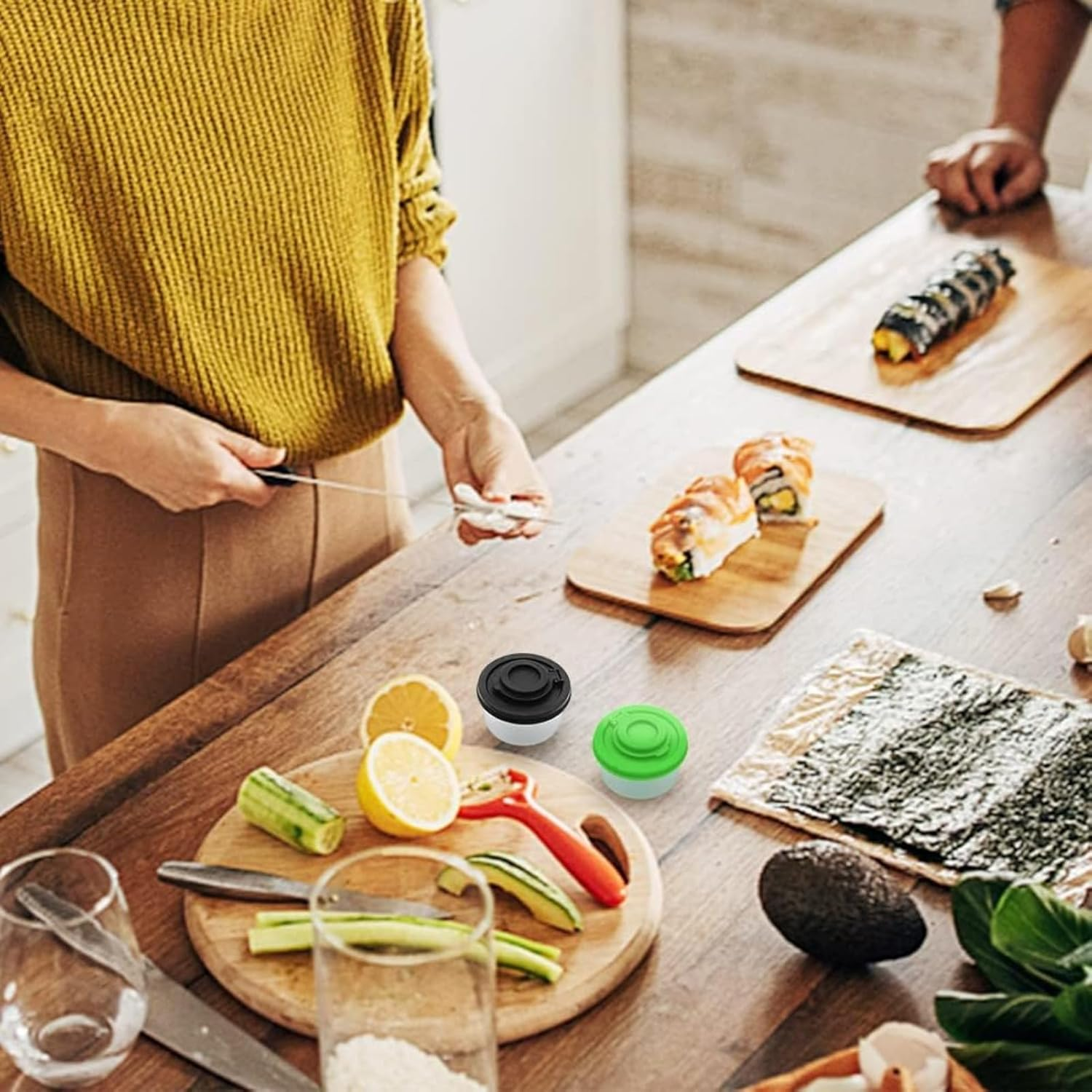 2 Pack Mini Salt and Pepper Shakers Set, Portable Spice Bottles for Camping, BBQ, Picnics, Travel, and Lunch Boxes, Transparent Design image number 1