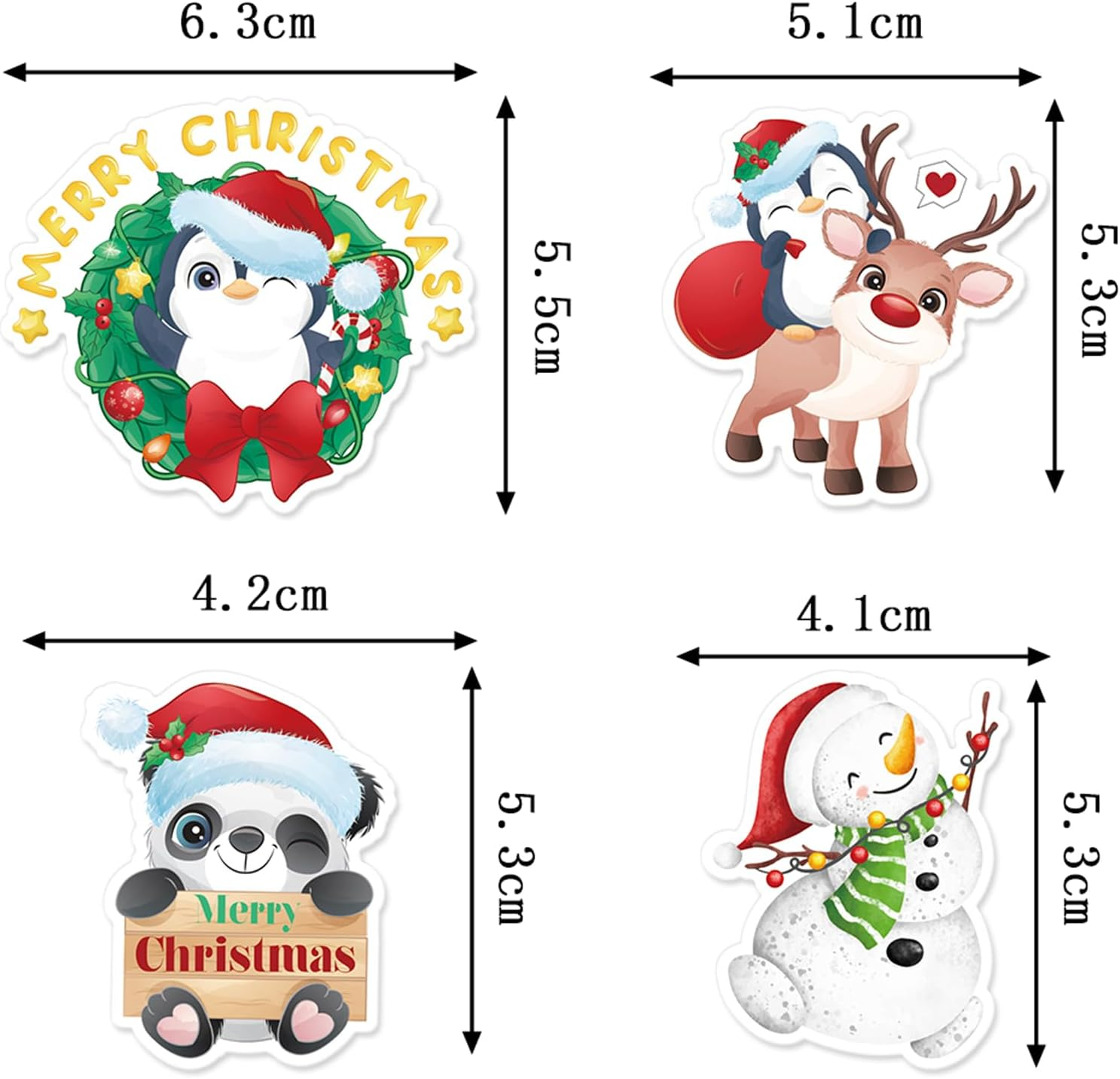 Christmas Cupcake Toppers Winter Cake Decorations Snowman Panda Penguin Cartoon Design Cake Toppers Picks for Winter Birthday Christmas Party Decoration Supplies (56Pcs) image number 6
