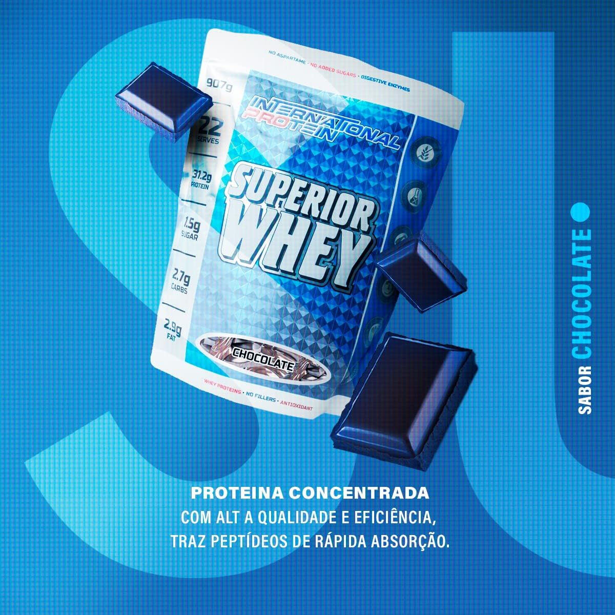International Protein Superior Whey Chocolate Protein Powder 907 G image number 4