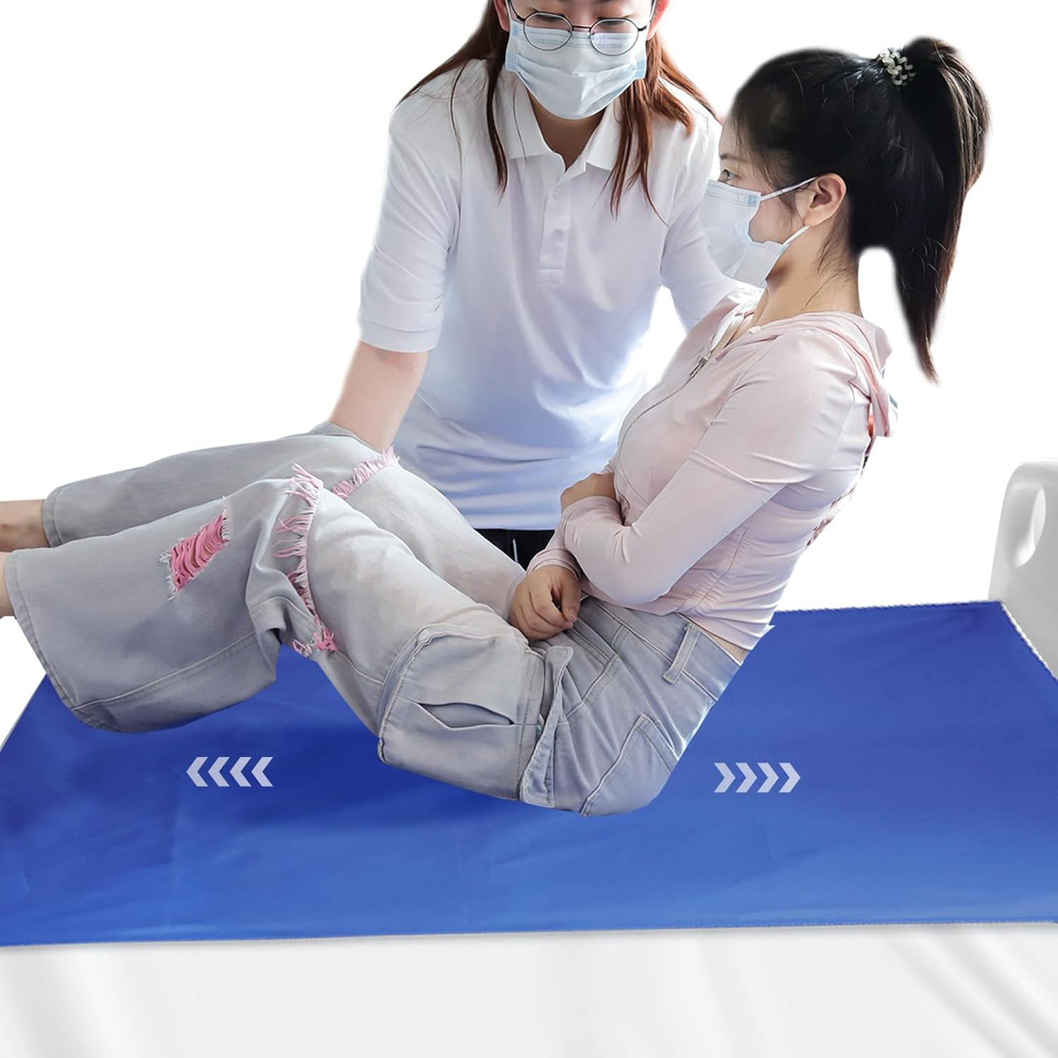 ENLUNTRA Tubular Slide Sheet for Patient Transfer, Sliding Sheet to Assist Moving Elderly, Draw Sheet for Cars, Vehicles, Wheelchairs and Bed Transfers for Turning, Repositioning, Sliding, Blue, 1Psc, 138X76Cm