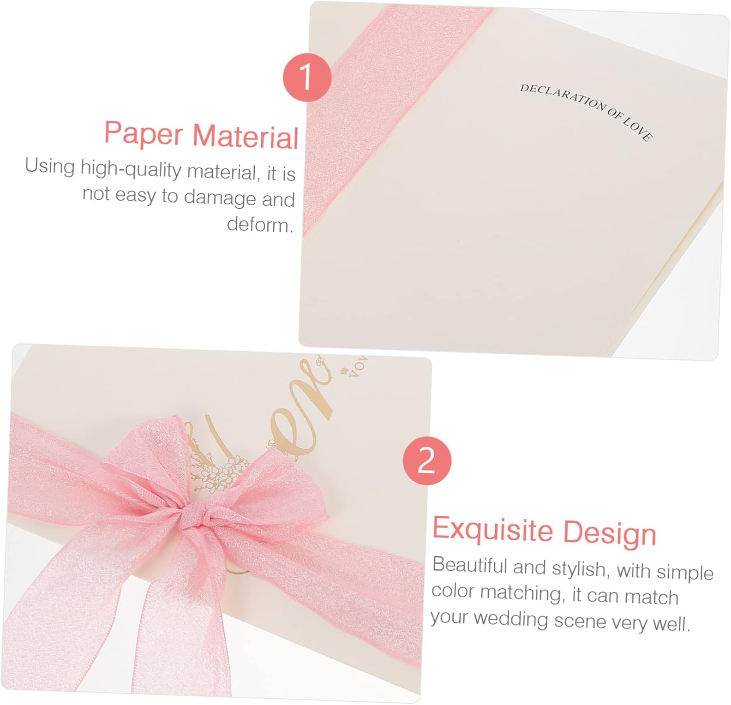 Ifundom 2Pcs Elegant Wedding Vow Cards Ribbon Decorative Speech Vow Books for Weddings Anniversaries Special Occasions Beautifully Crafted Keepsake Brochures - Assorted Color image number 2