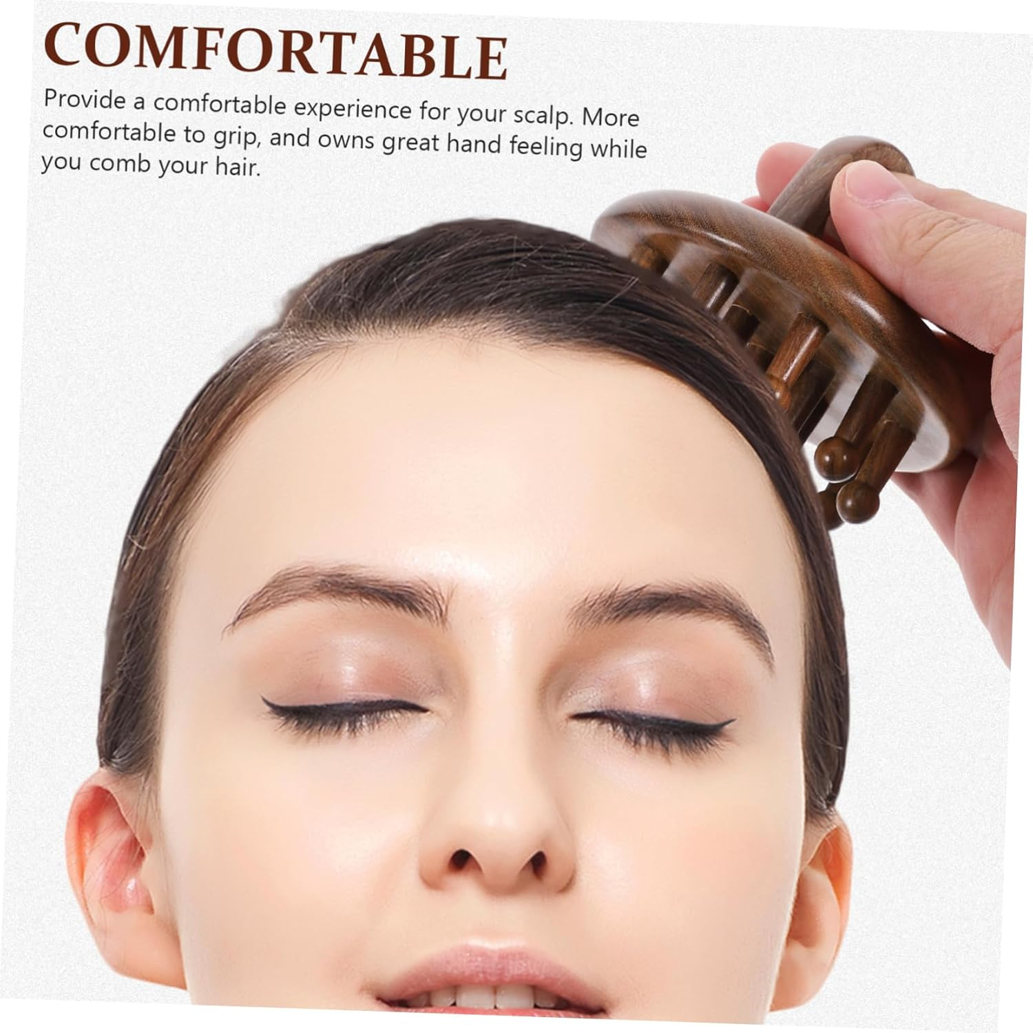 Wooden Comb Smooth Massage Brush for Head Relaxation 7.5Cm round Design Family Use Hair Styling Tool image number 1