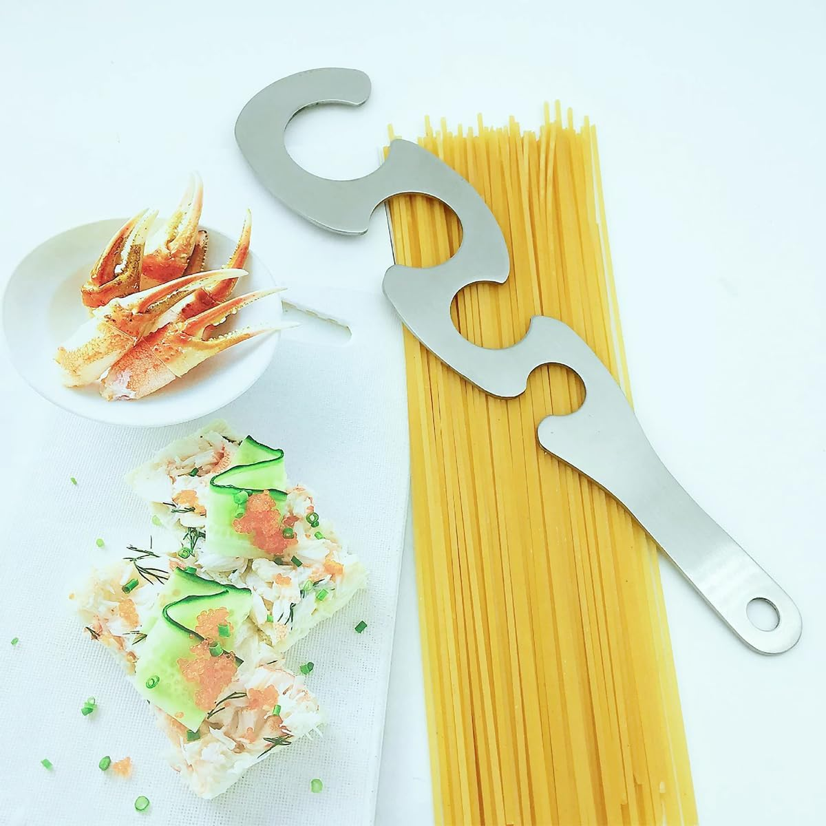 Enwye 4 Hole Spaghetti Measuring Tool Stainless Steel Pasta Gadget Spaghetti Ruler Quick Pasta Measuring Tool image number 6
