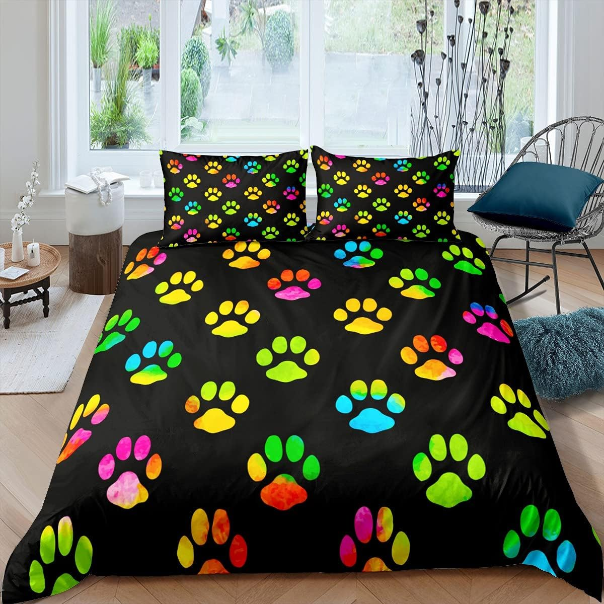 Feelingyou Green Palm Leaf Duvet Cover Set for Bedroom Decor, Tropical Rainforest Plants Theme Comforter Cover, Leaves Pattern Bedding Duvet Cover Home Decor Duvet Cover Sets, 135 X 200 Cm