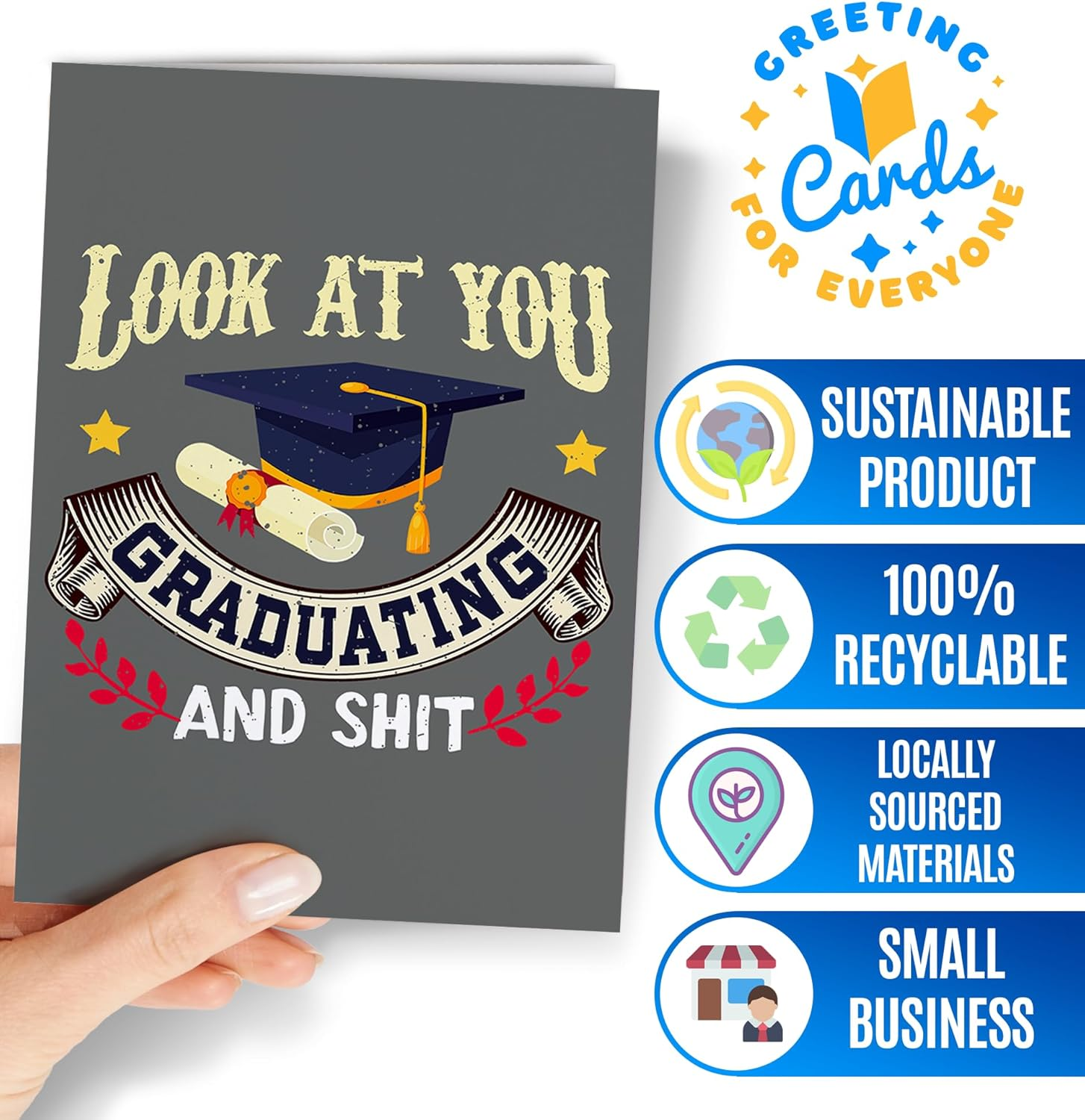 Funny Graduation Card 2025 for Him, Her - Congratulation Cards for Grandson, Granddaughter - High School, College Graduation Card for Men, Women - NUM 7 image number 1