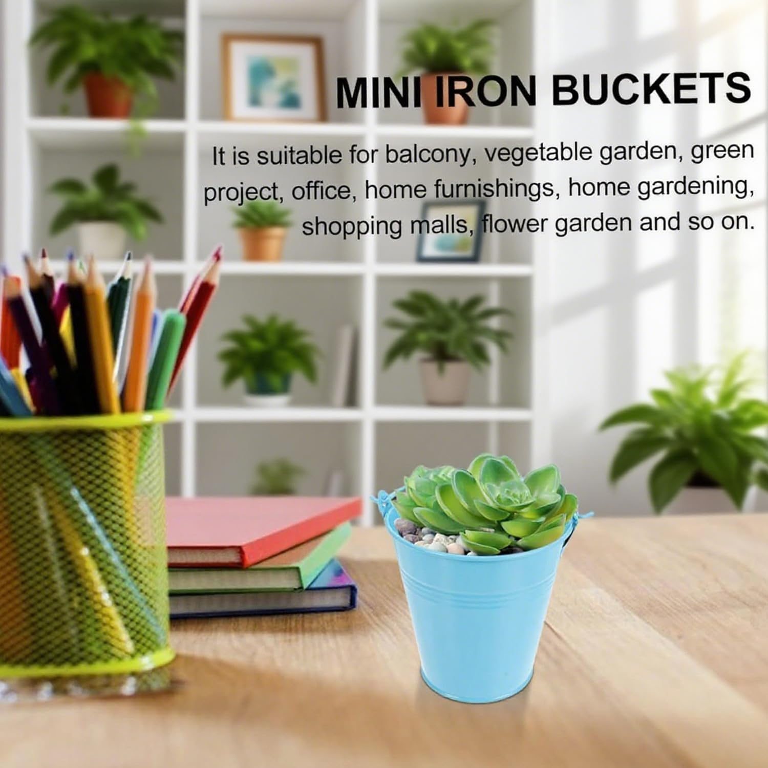 6 Pcs Candy Color Small Iron Buckets, Mini Metal Storage Buckets with Lightweight Handle, Retro Classic Design for Candy Party Favors, Garden Planting, Home Decor, Crafts image number 2