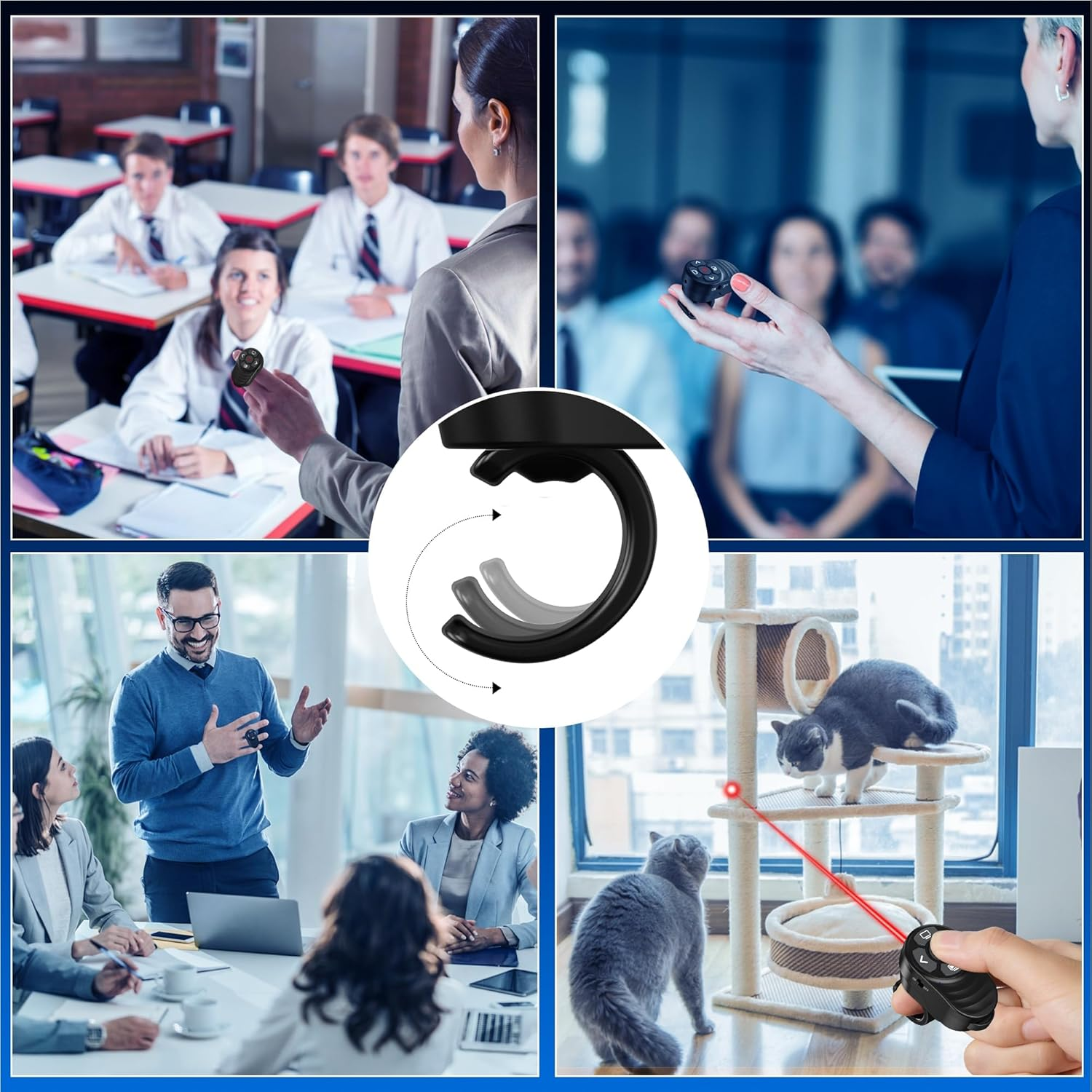 2 in 1 USB Type C Wireless Presentation Clicker Rechargeable, Finger Ring Powerpoint Clicker with Red Laser Pointer, Presenter Remote PPT Clicker for Powerpoint Presentations for Mac Computer Laptop image number 1