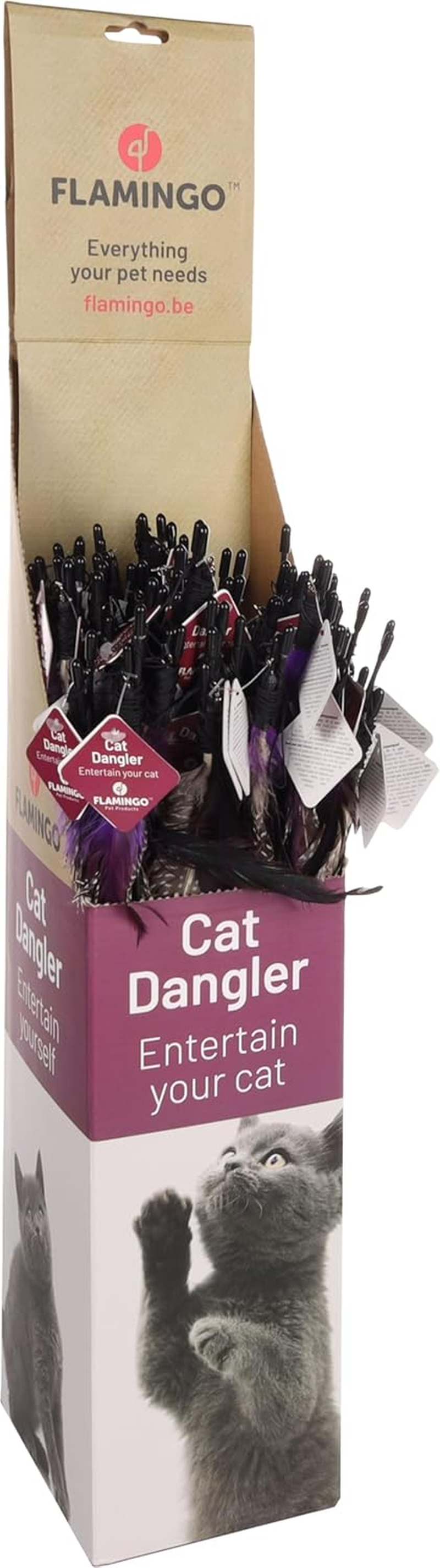 Flamingo Cat Fishing with Feathers Display image number 1