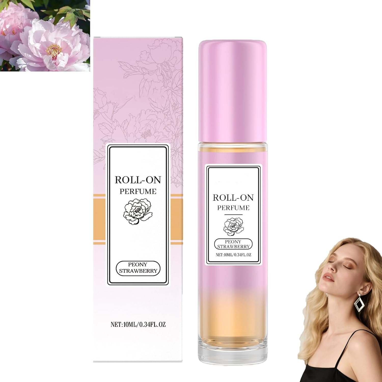 Perfume for Women, Roller-On Perfume, Long-Lasting Refresh Fragrance with Floral & Fruity, Convenient to Carry, Charming Ladies' Fragrance Oil, Gentle Scents for All Skin Types (2Pcs Peony)