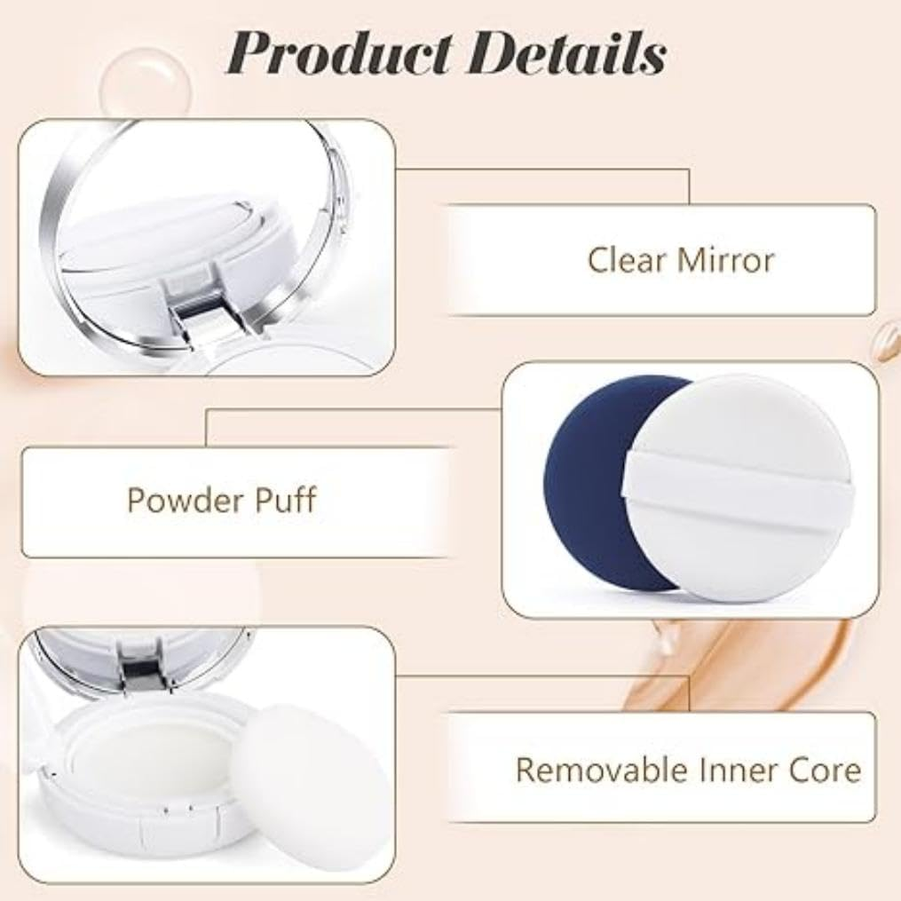 Empty Air Cushion Puff Box, Portable Make up Powder Container Case DIY Cushion Foundation Case Cosmetic Makeup Case BB CC Sun Cream Container (Black) - Pink image number 3