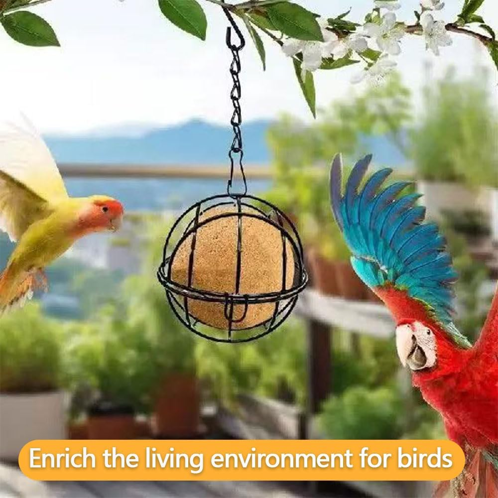 HYAVIA 4PCS Hanging Metal Bird Feeders &ndash; round Cage Bird Feeder for Outdoors, Decorative Black Ball Shape Suet Holder with Chain Hook for Garden Balcony Yard &ndash; 7Cm Diameter