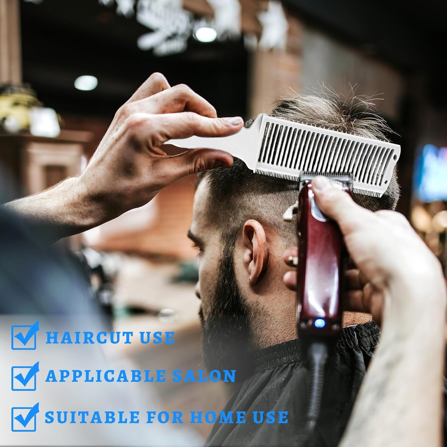 3Pcs Blend Hair Cutting Combs, Barber Fade Curved Positioning Cutting Combs, Barber Fade Comb Curved Positioning Flat Cutting Comb image number 6