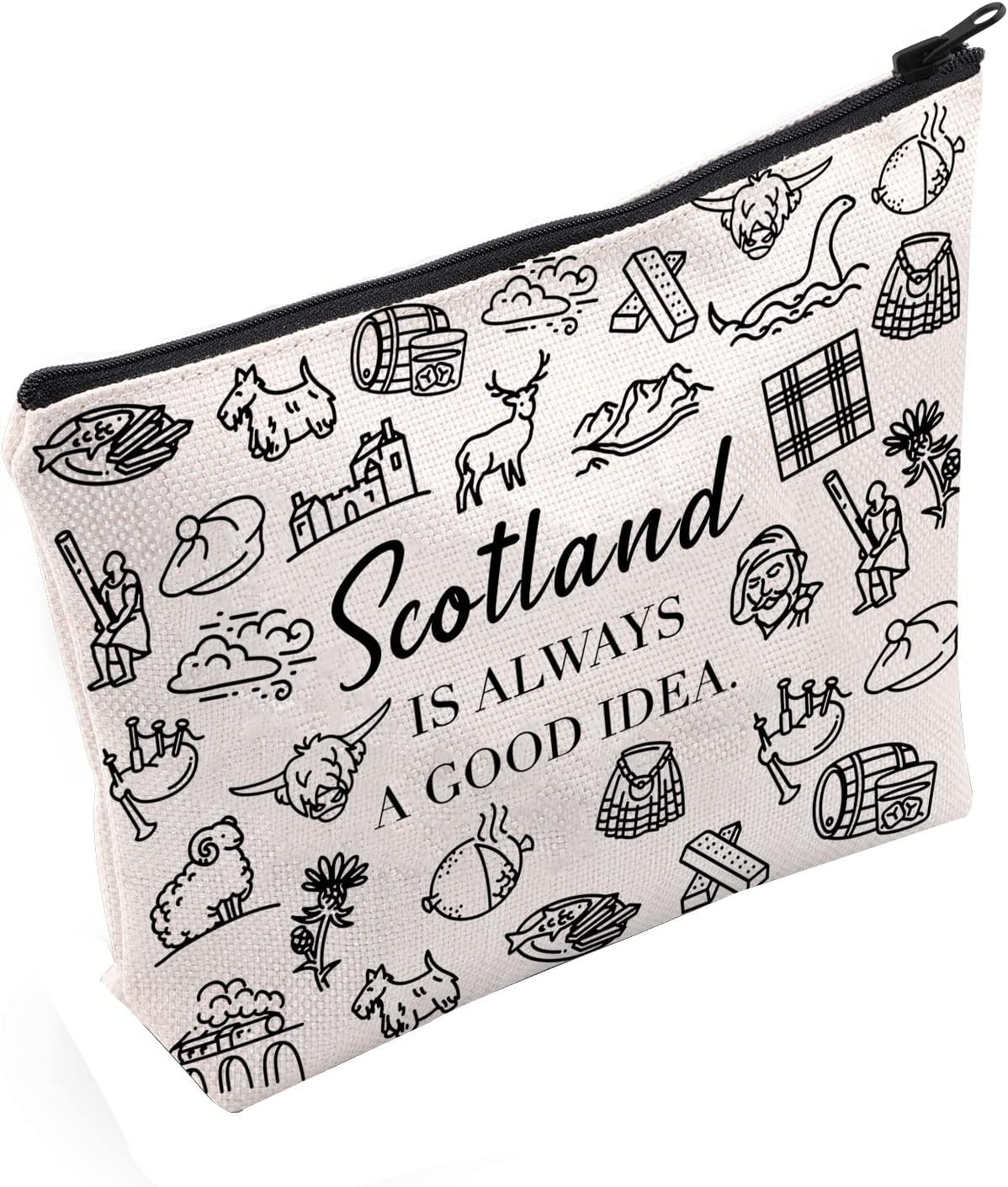 POFULL Scotland Trip Gift Scotland Is Always a Good Idea Cosmetic Bag Edinburgh Gift, Scotland Tote Bag