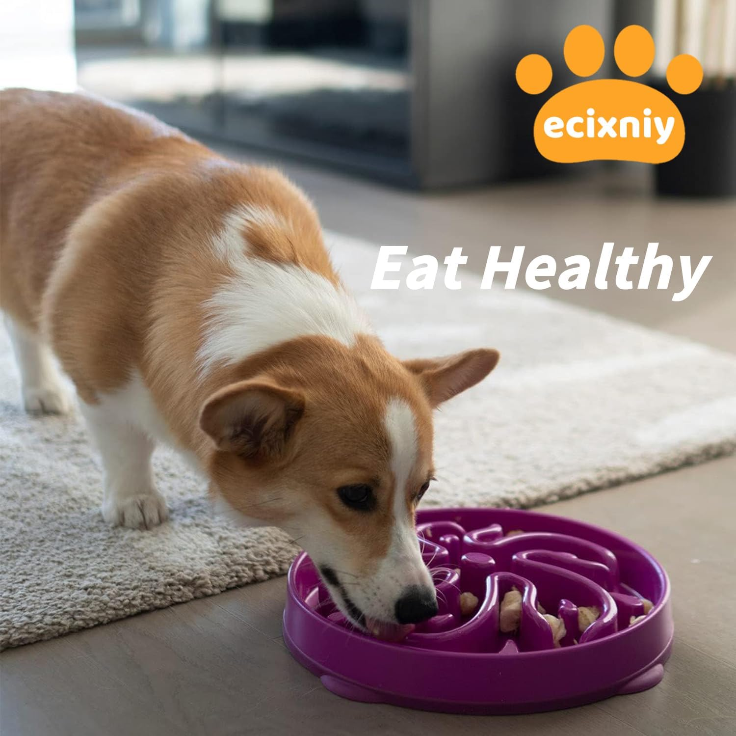 Ecixniy - Dog Slow Feeder Bowl - Flower-Shaped Slow Feeder Bowl for Dogs, Cats, and Other Pets, Collapsible Pet Bowl to Slow down Eating, Ideal Dog and Cat Bowl for Healthier Eating (M Size)