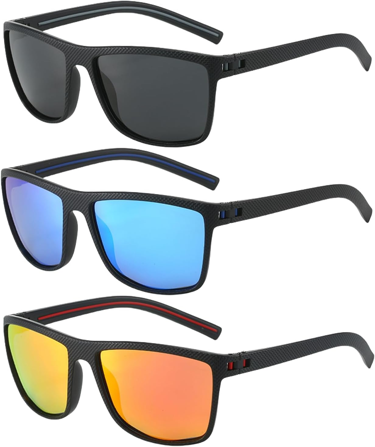 Jiayoulc 3PCS Unisex Polarized Sunglasses & Accessories UV400 Protection Rectangular Mens Women Sun Glasses Retro Eyewear for Outdoors Sports Golf Cycling Fishing Hiking image number 5