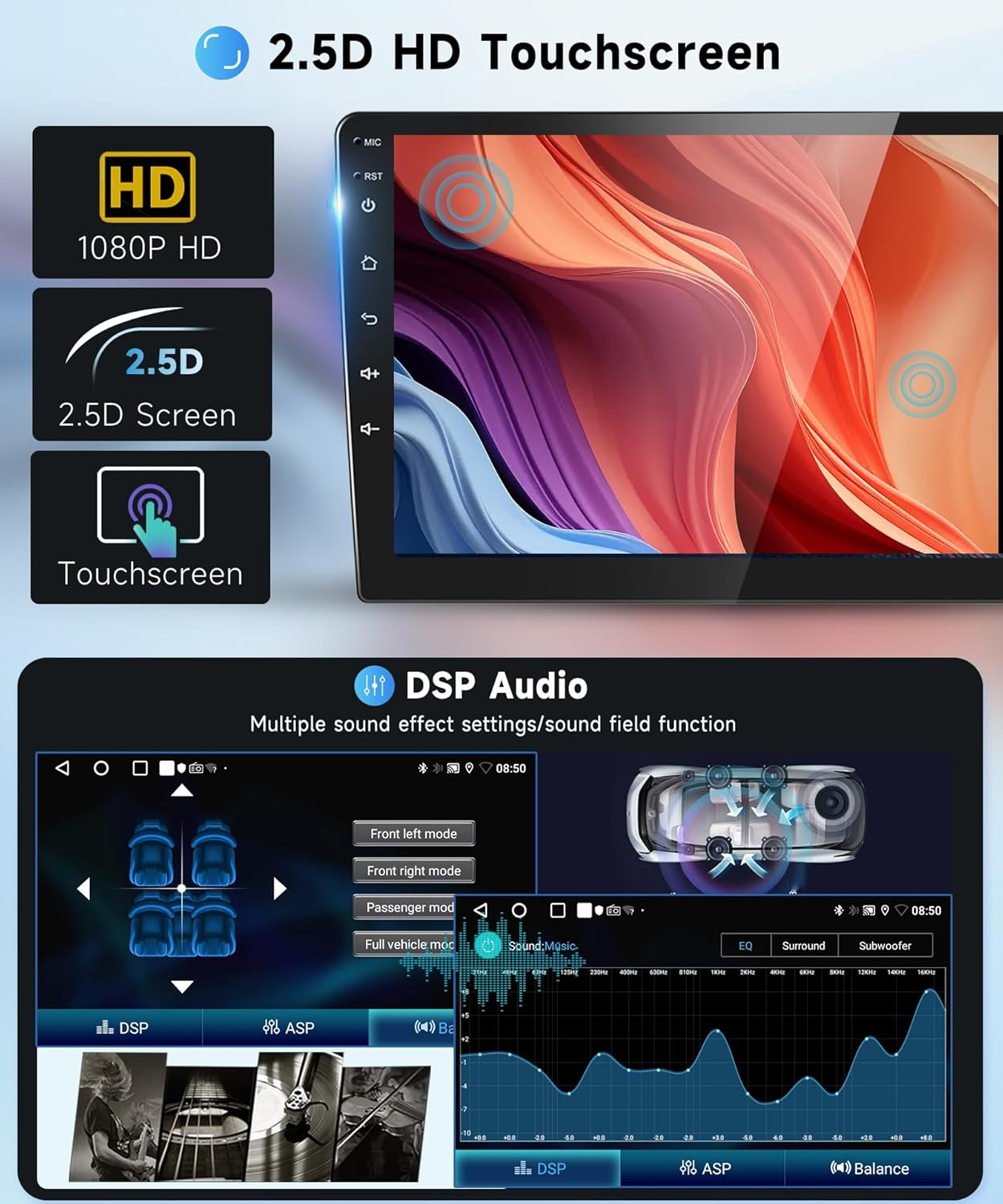 2G+32G Car Stereo for Honda Civic 2006 2007 2008 2009 2010 2011 with Wireless Carplay Android Auto, 10.1" Touchscreen Android Car Radio Support Bluetooth Wifi GPS USB Mirror Link Backup Camera image number 3