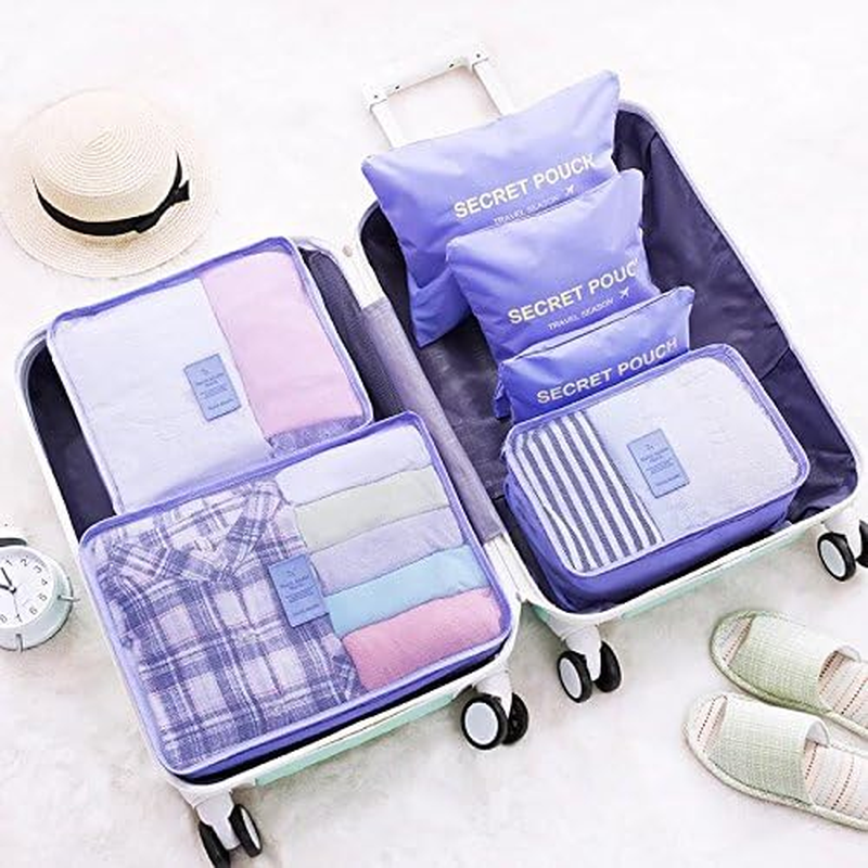Go2Buy 6Pcs Travel Luggage Organizer Set Backpack Storage Pouches Suitcase Packing Bags (Purple) image number 2