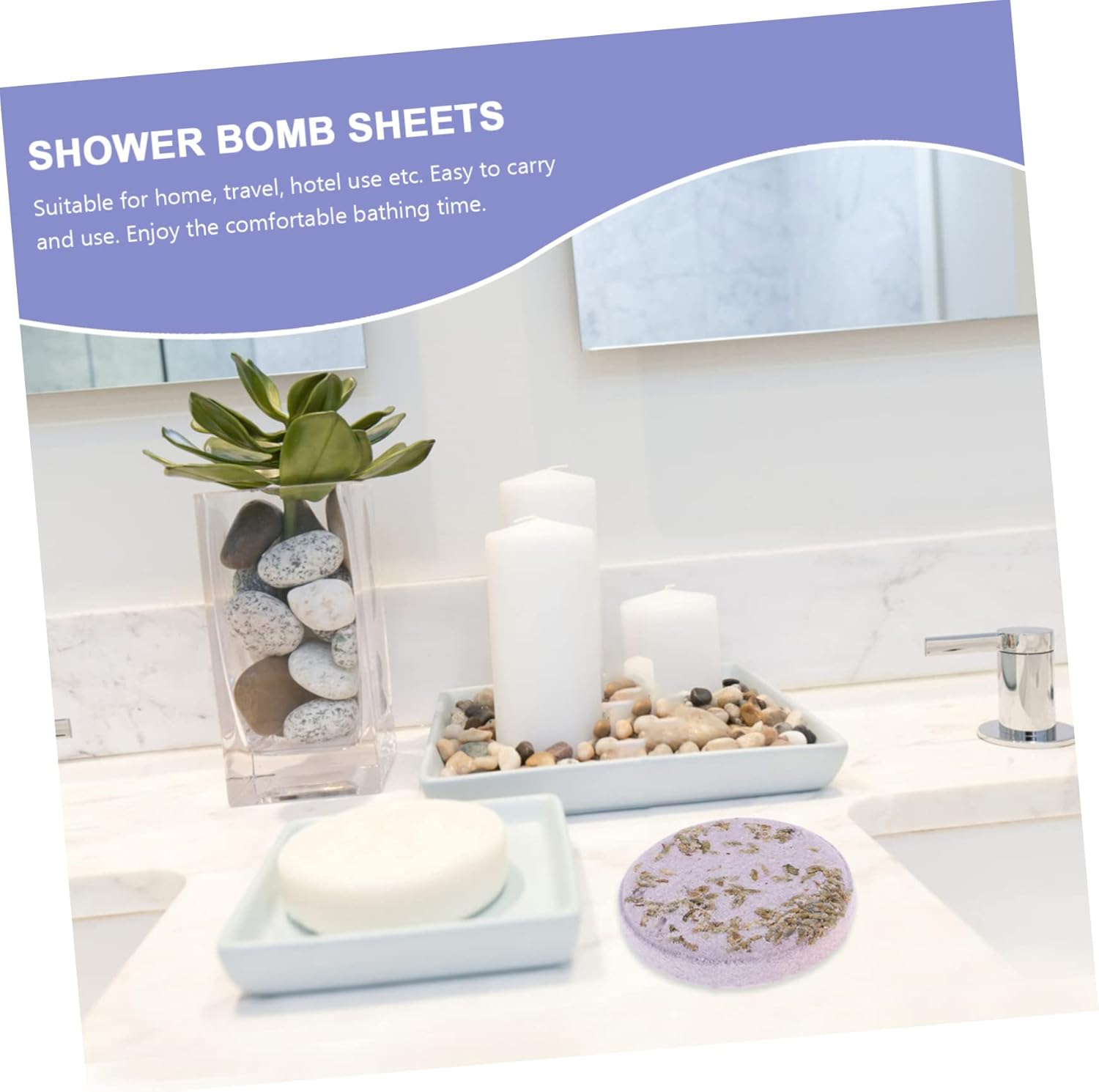 SAFIGLE 6Pcs Aromatherapy Shower Steamers Bathing Sheets Jasmine Mint Lavender Orange Sea Rose Scents Relaxation Spa Supplies for Women Stress Relief in Shower image number 4