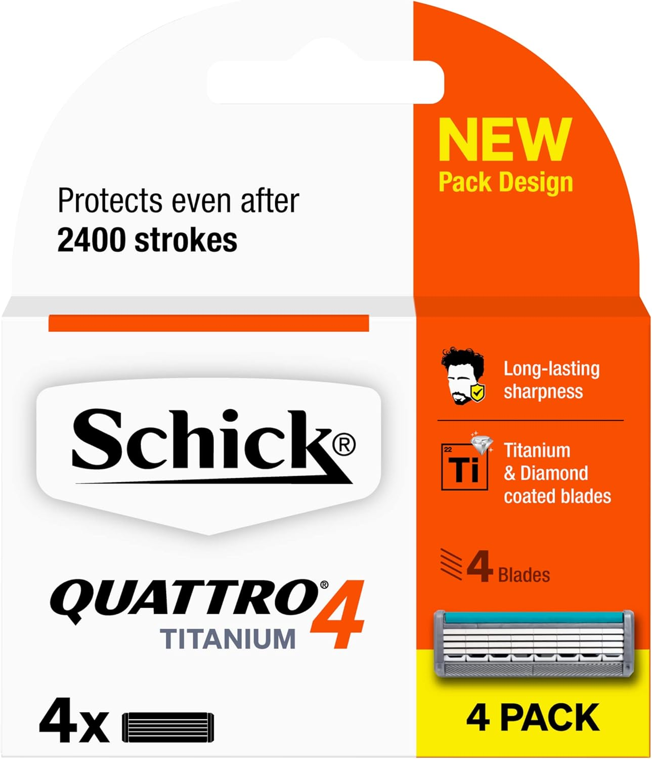 Schick - Quattro Titanium 4 for Men | Razor Blade Refills | 4 Pack | Titanium & Diamond Coated Blades image number 6