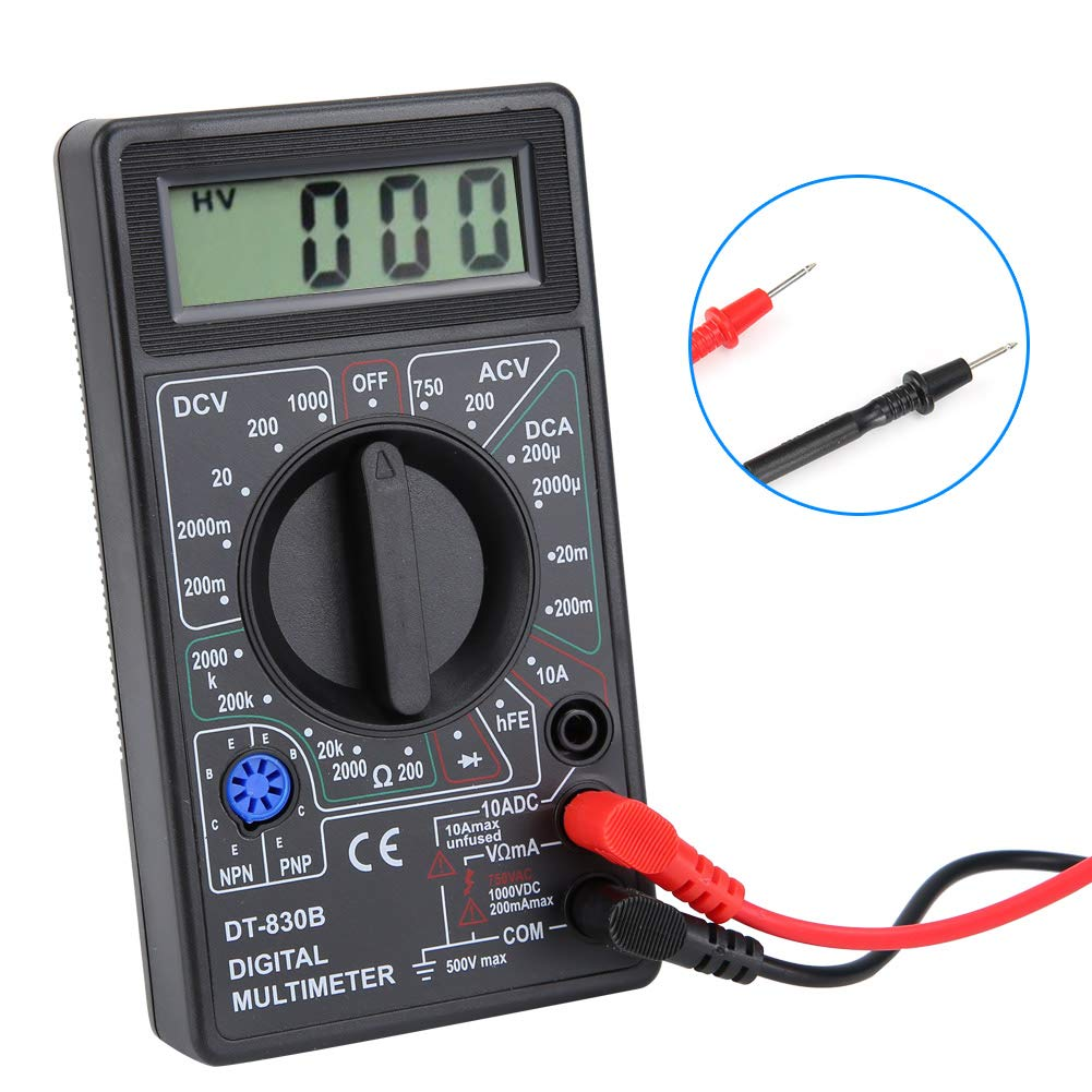 LCD Digital Multimeter, Multimeter, with Large Screen Display Rubber for Factories Radio Enthusiasts Families Laboratories(-830B Black) image number 5