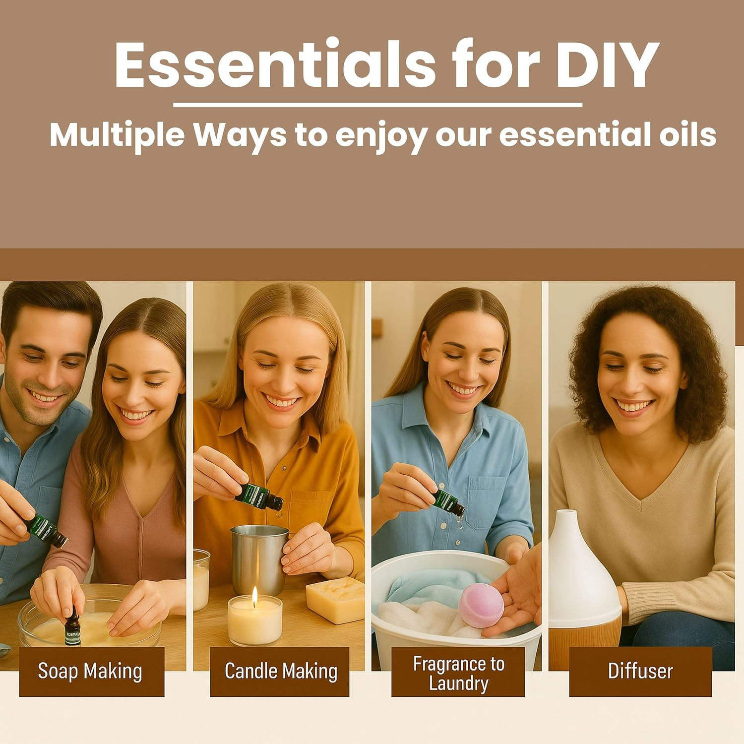 Essentials Oil Set (6 Pack) - 100% Pure Essential Oils | Eucalyptus Oil, Peppermint Oil, Cedarwood Essential Oil, Lemon Essential Oil, Lemongrass Essential Oil, Rosemary Essential Oil, Aromatherapy Oils Gift Set-6 Pack, 10Ml image number 2