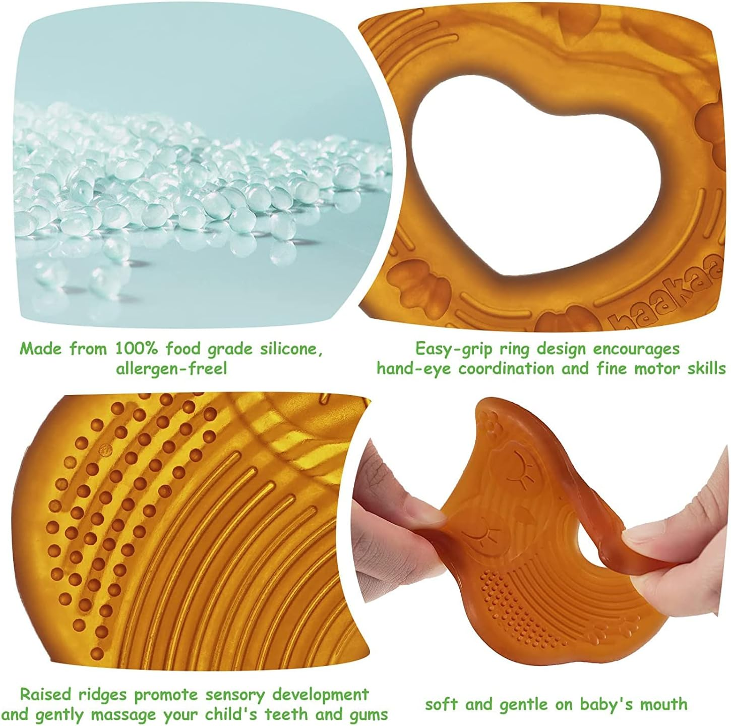 Haakaa Silicone Owl Teether, 100% Food-Grade Silicone Smiling Owl Teething Toy for Infants, Soft Chew Teething Toys for Babies, BPA Free, Teething Toy for 3 Months+ image number 3