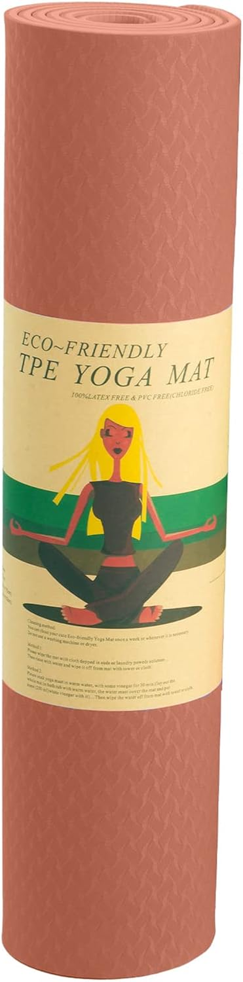 Powertrain Eco-Friendly TPE Yoga Pilates Exercise Mat, 6 Mm, Pink image number 6