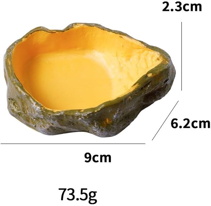 Reptile Water Dish,Resin Reptile Rock Food Feeder Bowl, Water and Food Bowl,Terrarium Decor for Leopard Gecko, Lizard,Spider,Turtle,Scorpion, Chameleon,Hermit Crabs (Yellow, 9 * 6.2 * 2.3Cm) image number 4