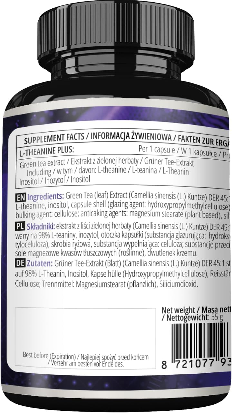 L-Theanine (98% Green Tea Extract) with Myo-Inositol 300 Mg - 120 Vegan Capsules - 4 Month Supply - Supports Mental Clarity and Stress Management - Amino Acid Supplement - by Apollo'S Hegemony image number 1