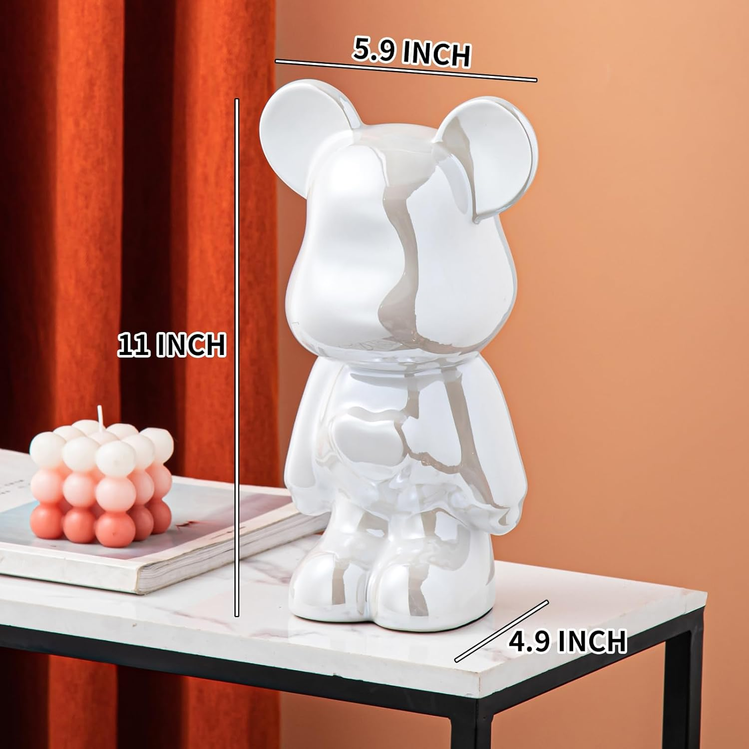 Yundu Ceramic Piggy Bank for Kids and Adults - Coin Bank for Girls and Boys - White Love Bear Decoration - Modern D&eacute;cor, Hypebeast Room D&eacute;cor - Gifts for Birthdays image number 5