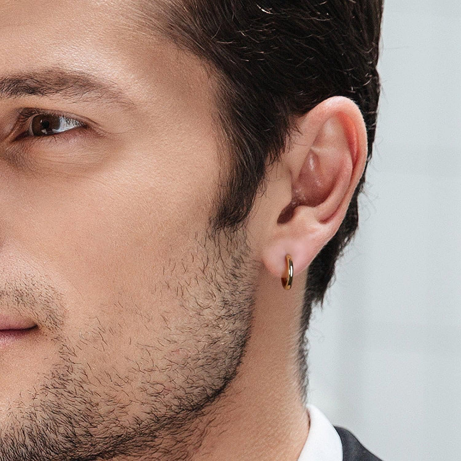 5 Pairs 316L Surgical Stainless Steel Small Huggie 8Mm 10Mm 12Mm 14Mm Hoop Earrings Set Hypoallergenic Hoops Cartilage Helix Lobes Hinged Sleeper Earrings for Men Women for Multiple Piercings image number 1