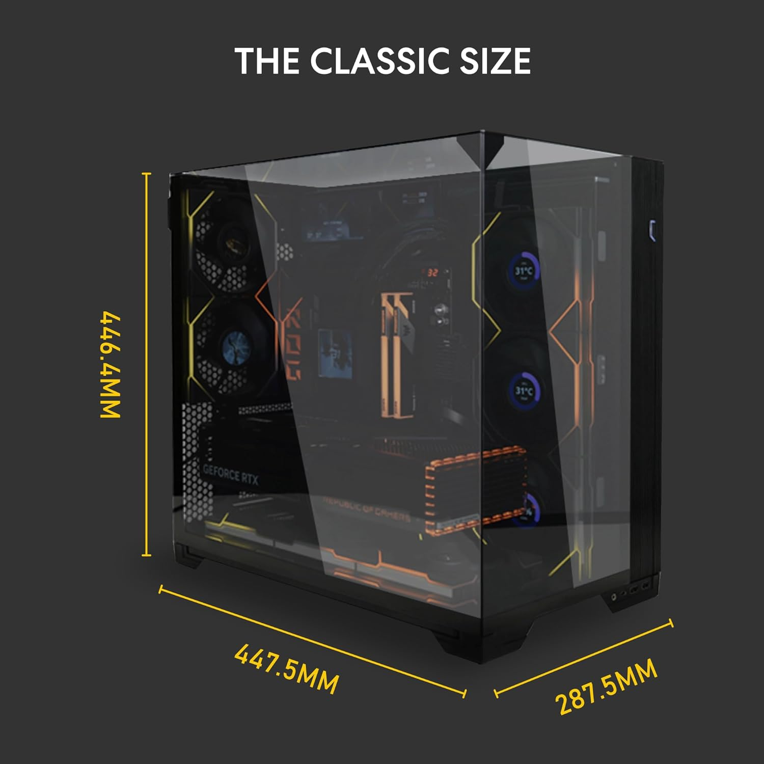 Lian Li O11 Vision Compact Black-Steel-Tempered Glass ATX Mid Tower Computer Case-Back Connect Support-O11Vpx image number 4