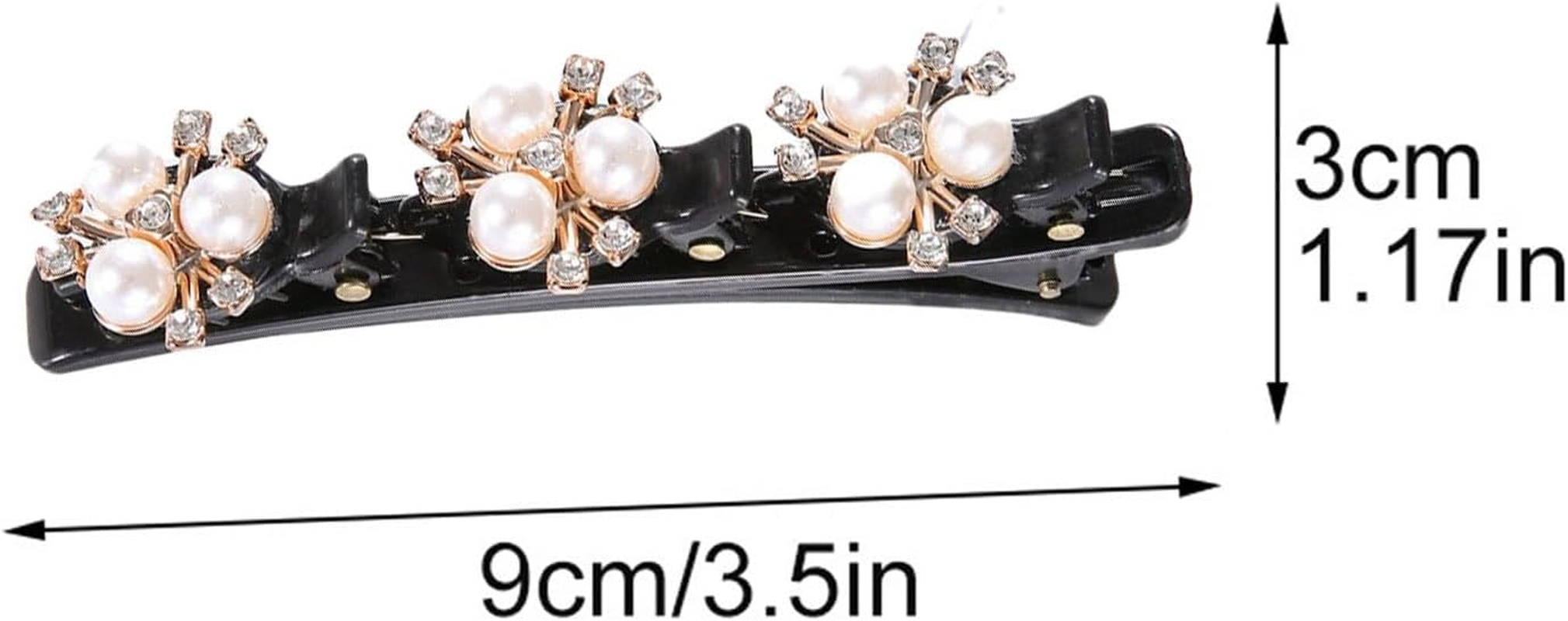 Braided Hair Clips with Sparkling Crystal Stone and 3 Small Clips Beaded Hair Pin Duck Bill Clip Braided Hair Clip with Rhinestones for Women as a Gift (Style: A)