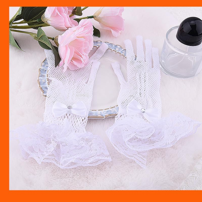 Halloween Costumes Accessories Gloves for Girls Women Gothic Vintage Tea Party Gloves for Wedding Christmas Birthday Outfits - Black image number 5