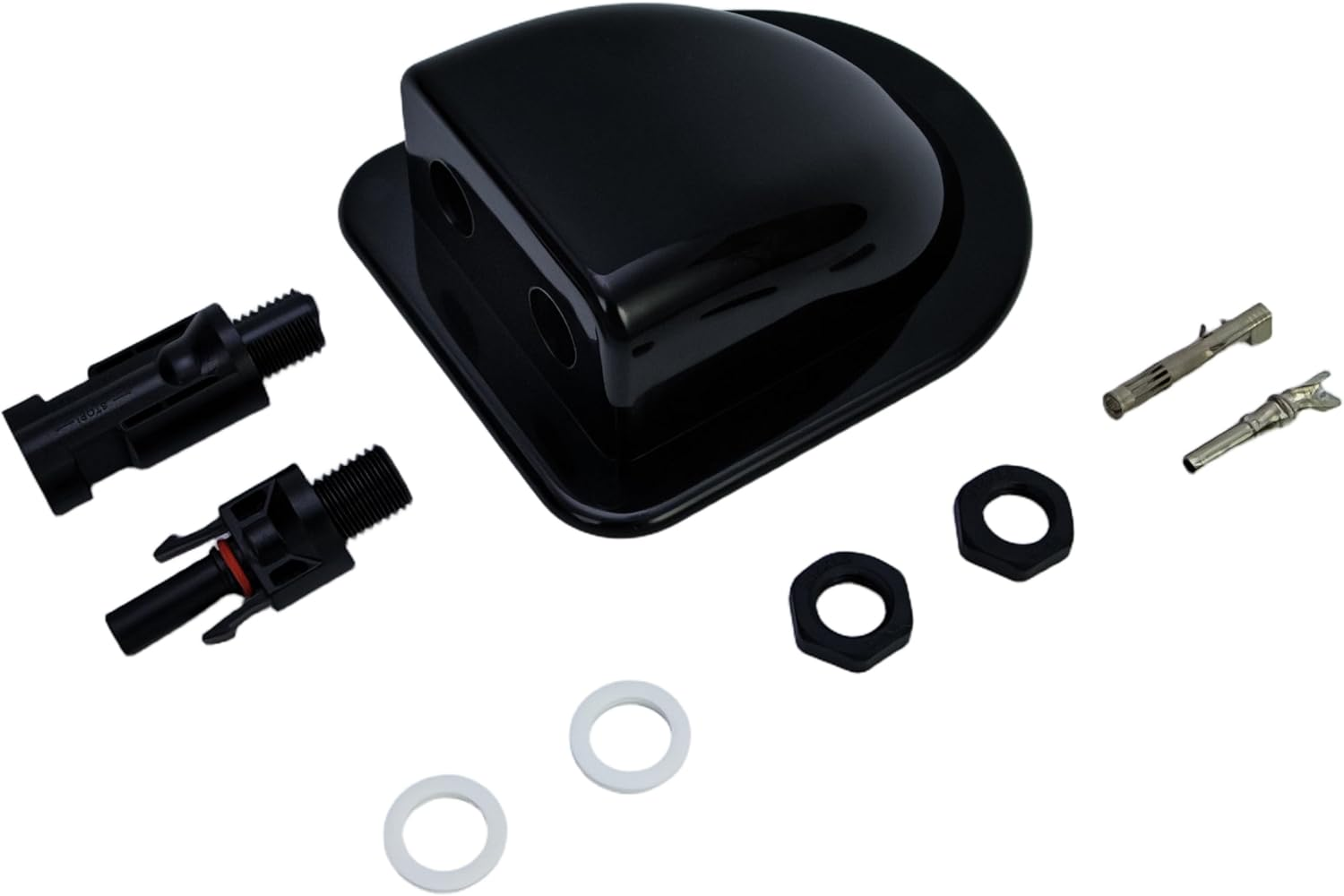 FARLINK Waterproof Solar Cable Box, ABS Solar Double Cable Entry Gland, IP68 Junction Box for Solar Panels, Boats, Yachts, Roofs (Black)