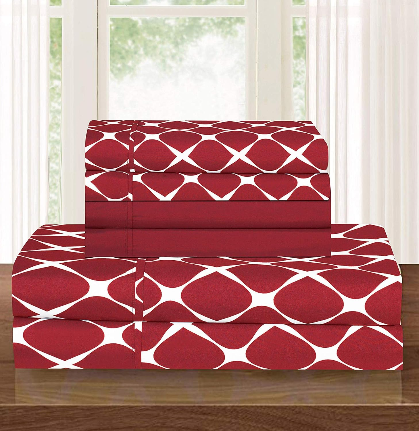 Elegant Comfort Luxury Softest and Coziest 6-Piece Bed Sheet Set, Wrinkle Resistant Milano Trellis Pattern - 1500 Thread Count Egyptian Quality Coziest Bedding Set, Black, King