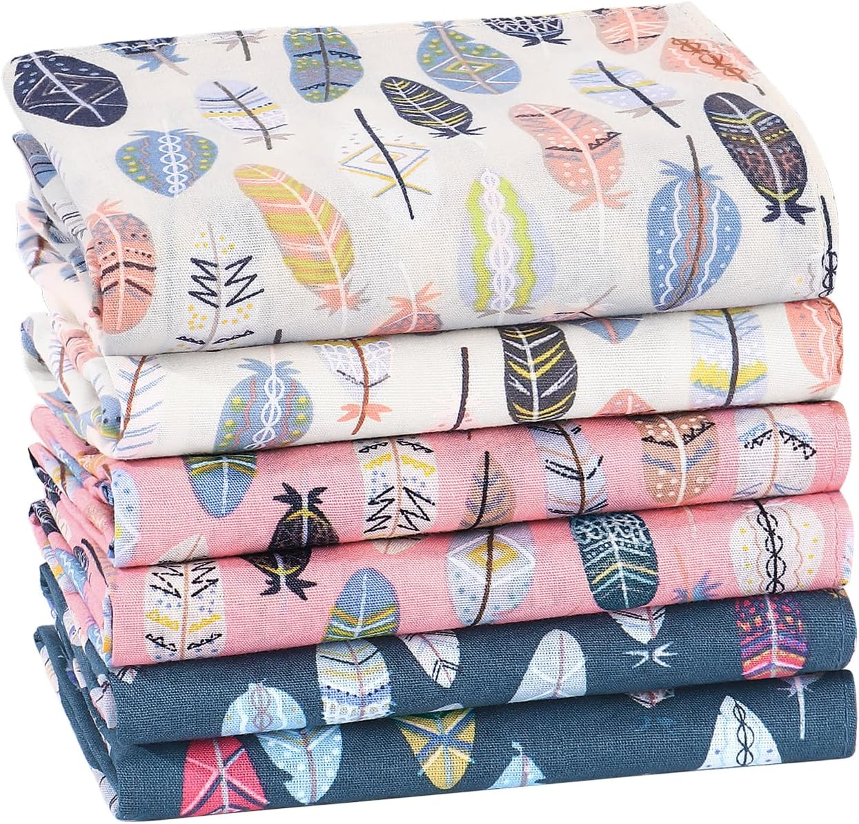 HOULIFE 4/8 Pcs 100% 42S Cotton Floral Handkerchief Elegant Hankies for Women Ladies Girls Wedding Party