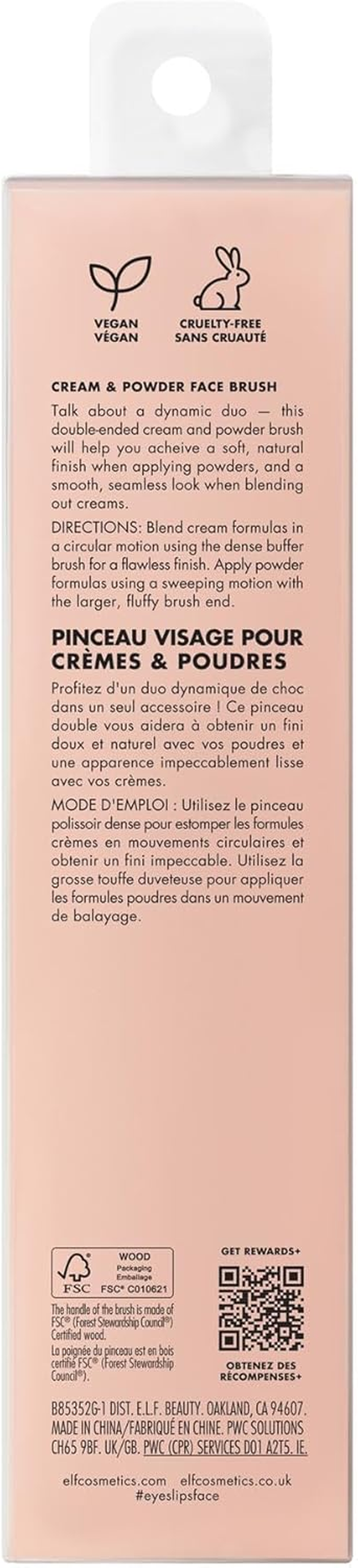 E.L.F. Dual-Ended Cream + Powder Brush, Two-In-One Makeup Brush for Creating a Gorgeous, Airbrushed-Looking Complexion, Vegan & Cruelty-Free image number 1