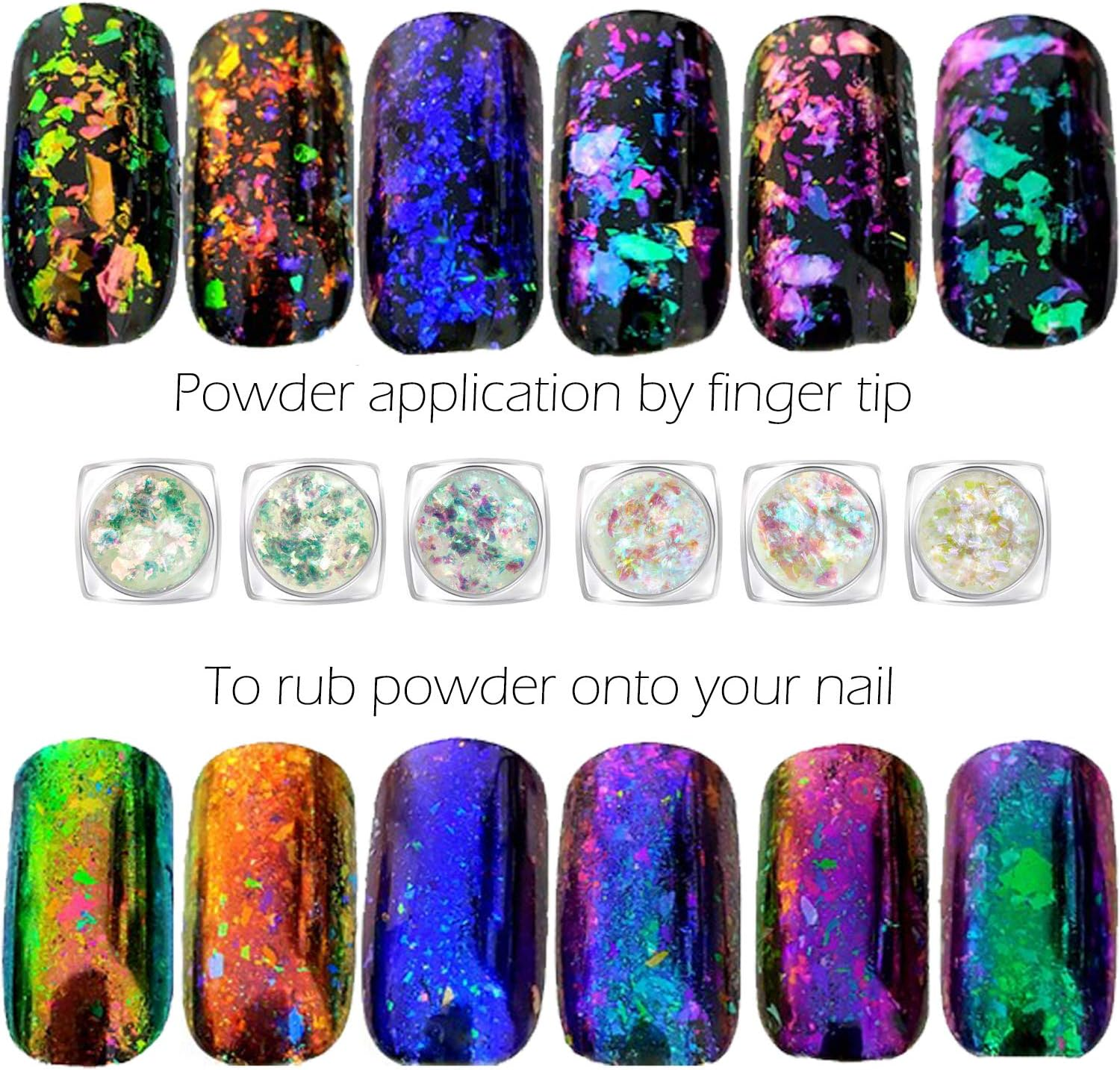 Iridescent Glitter Chameleon Nail Flakes Set of 6 Jars (Light Chameleon) image number 5