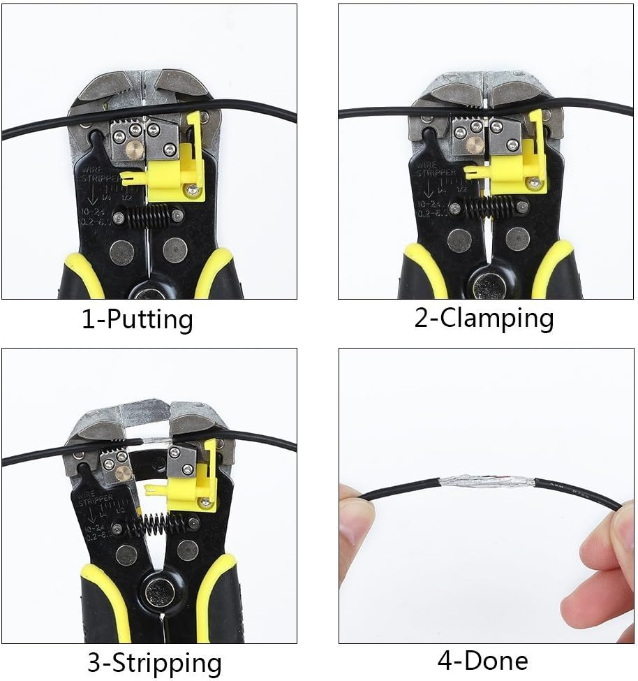 Valuehall Wire Stripper Plier, Self-Adjusting Automatic Wire Stripper Multifunctional Cable Stripping Cutting Peeling Pliers Tool AWG 24-10(0.2~6.0Mm&sup2;) V7008-1