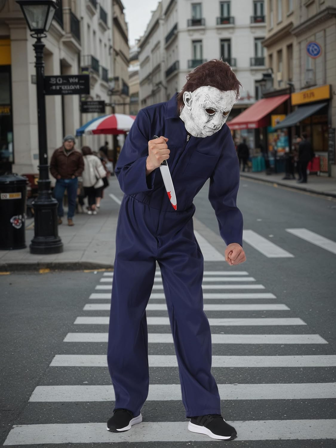 Michael Costume Overalls Men Adult Halloween Costumes Jumpsuit with 2 Chest Pockets image number 2