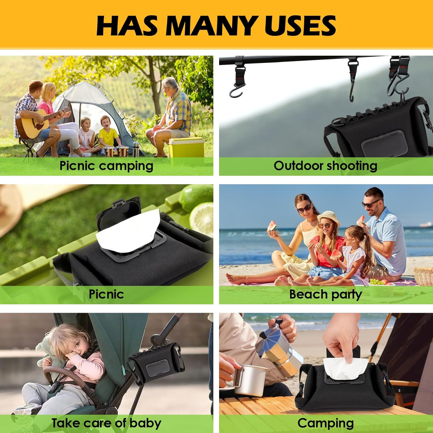 Baby Wipes Dispenser Portable Wet Wipes Pouches Dispenser Canvas Refillable Wipe Holder Keeps Wipes Fresh Reusable Travel Wet Wipe Container for Outdoor Outing Camping Hiking image number 2