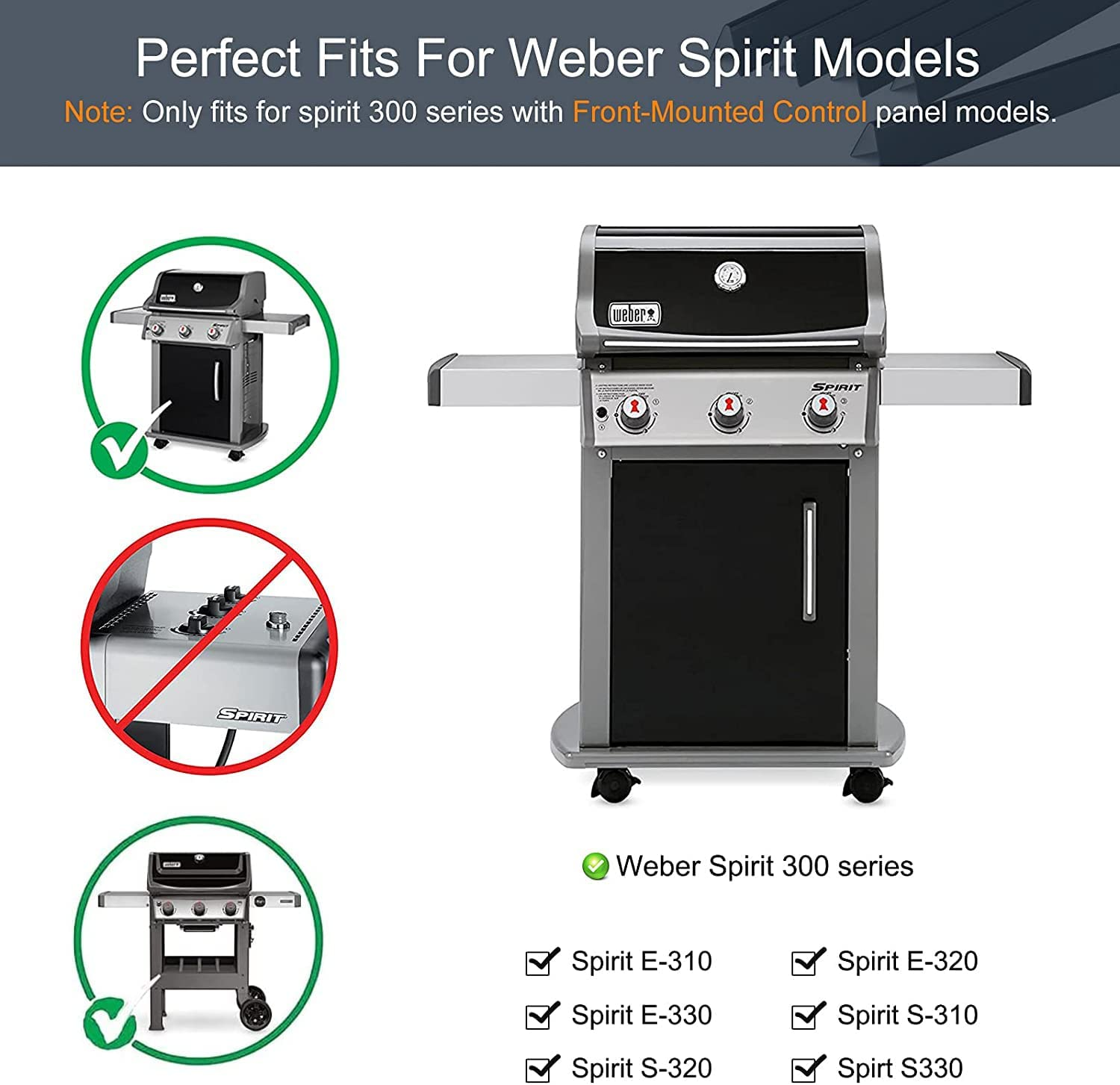 Criditpid 15.3" 7636 Porcelain-Enameled Flavorizer Bars for Weber Spirit 300 Series, Spirit E310 S310 E320 S320 E330 S330 Grills with Front Control, Flavorizer Bars Replacement for Weber 7636 image number 4